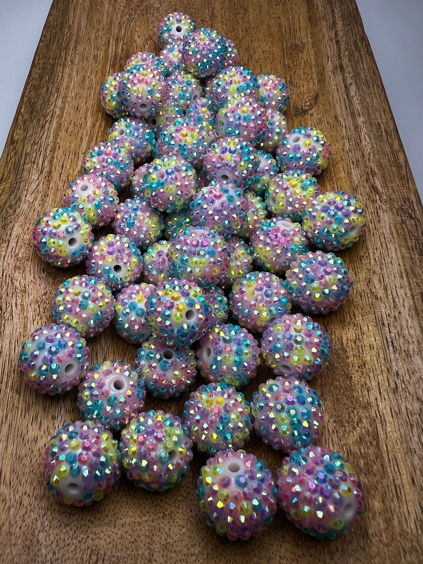 20mm Cotton Candy Confetti Rhinestone Beads