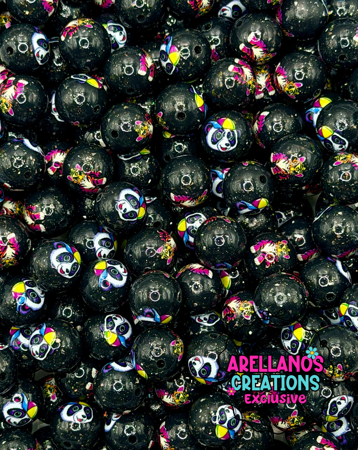 Y2K Animals 15mm shiny glitter silicone beads (1ct) EXCLUSIVE