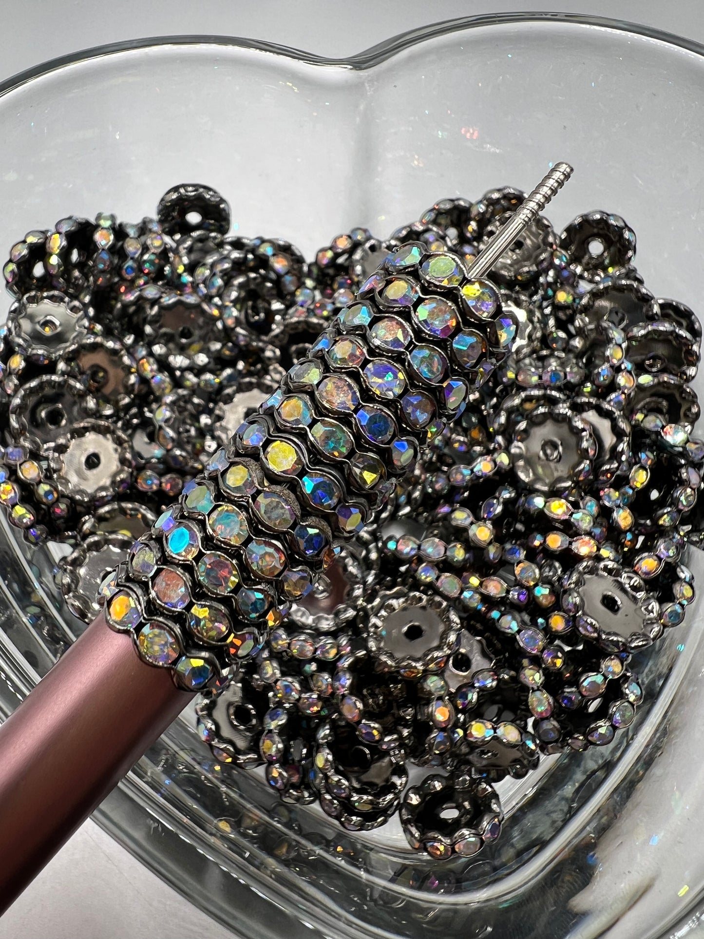 15mm Wavy Rhinestone Spacers - 10 Pack (8 COLORS)