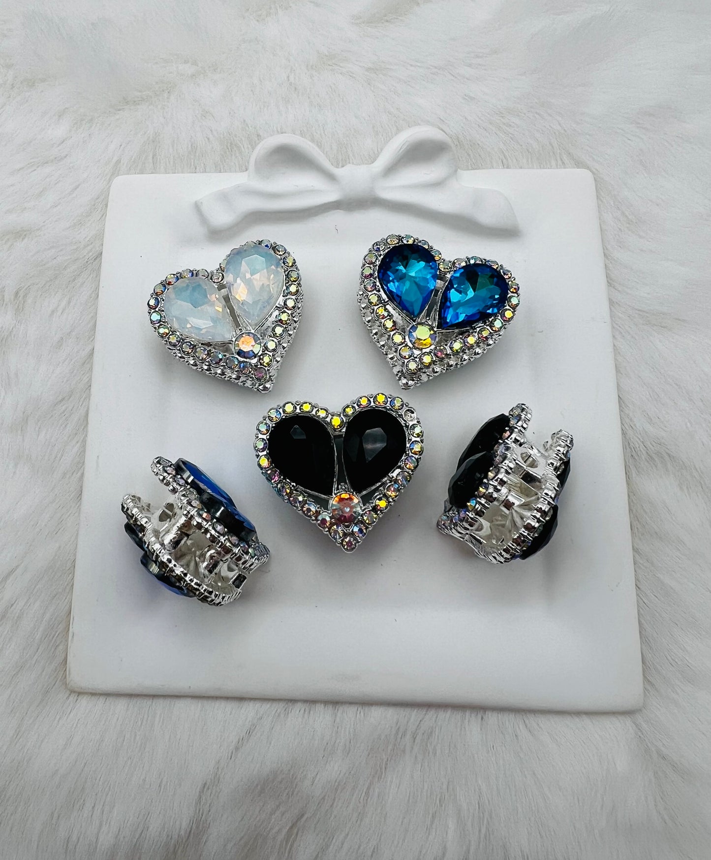 3D fancy rhinestone heart gem beads 22mm (3 colors)