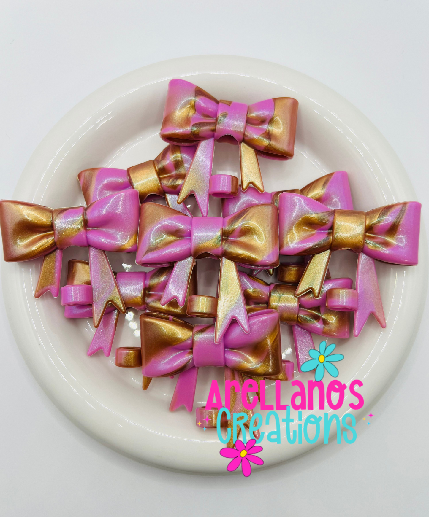 #88 golden grape swirl shiny large bow straw topper