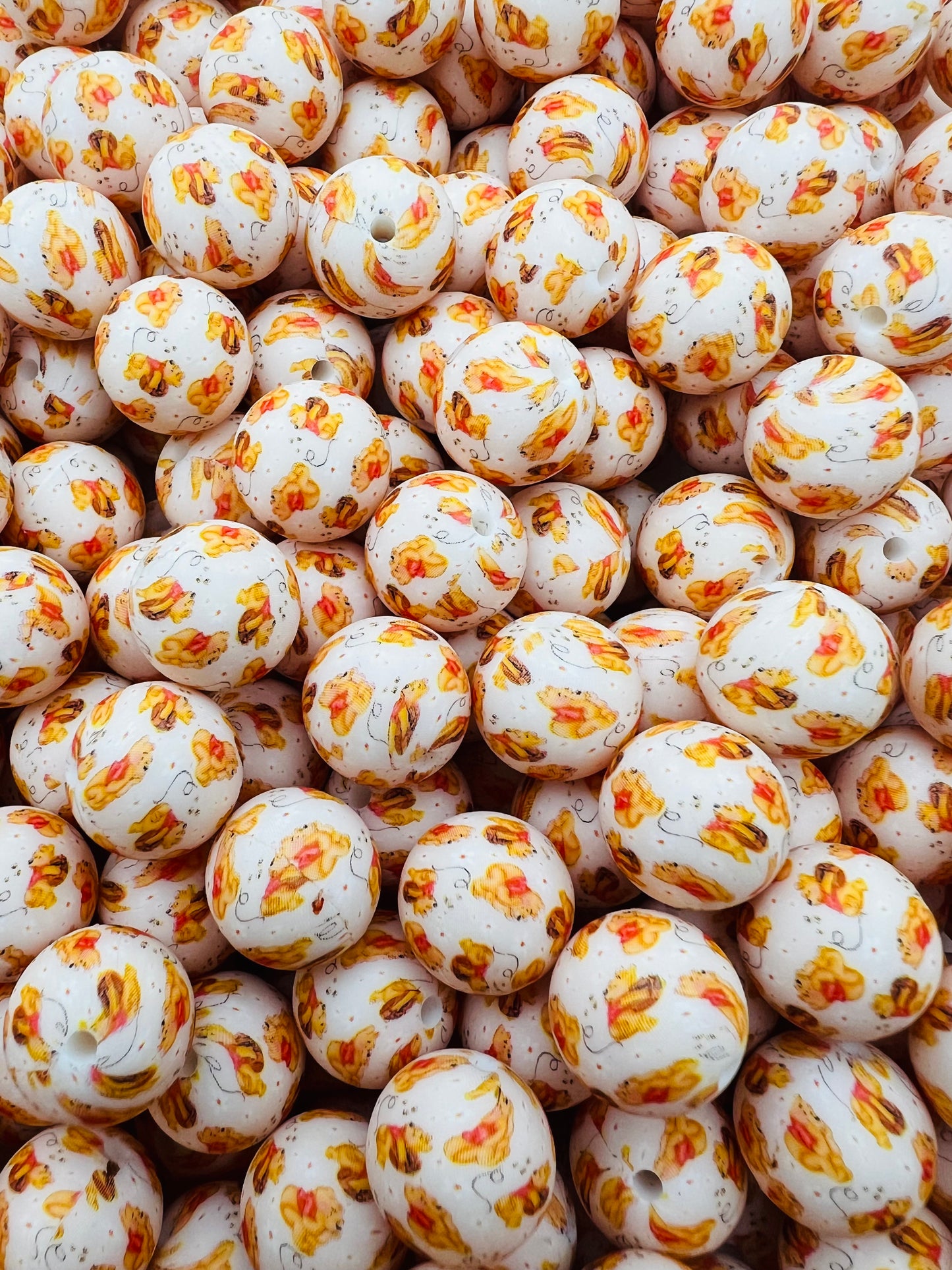 Honey pot bear printed silicone beads 15mm
