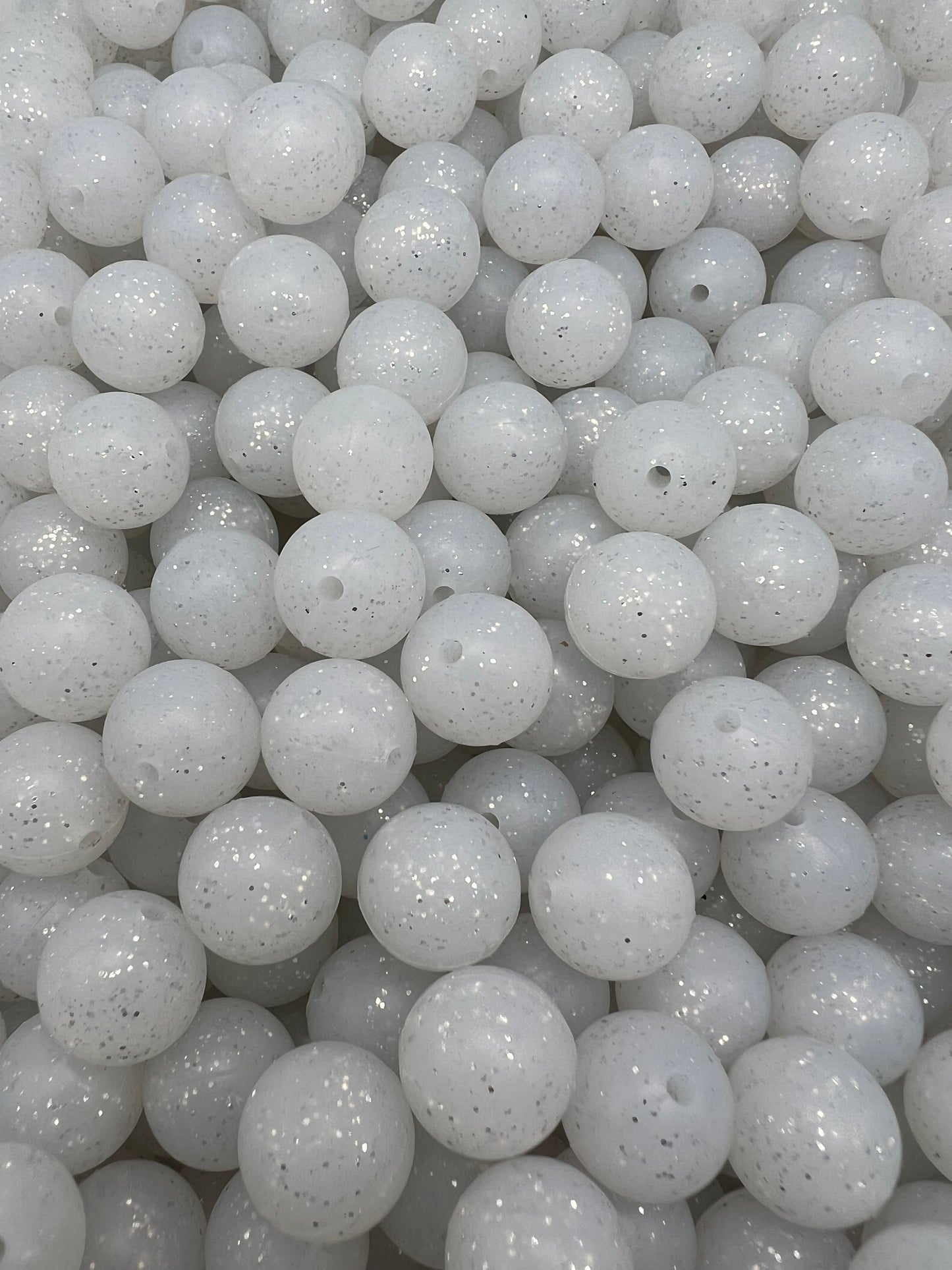15mm clear white glitter silicone beads