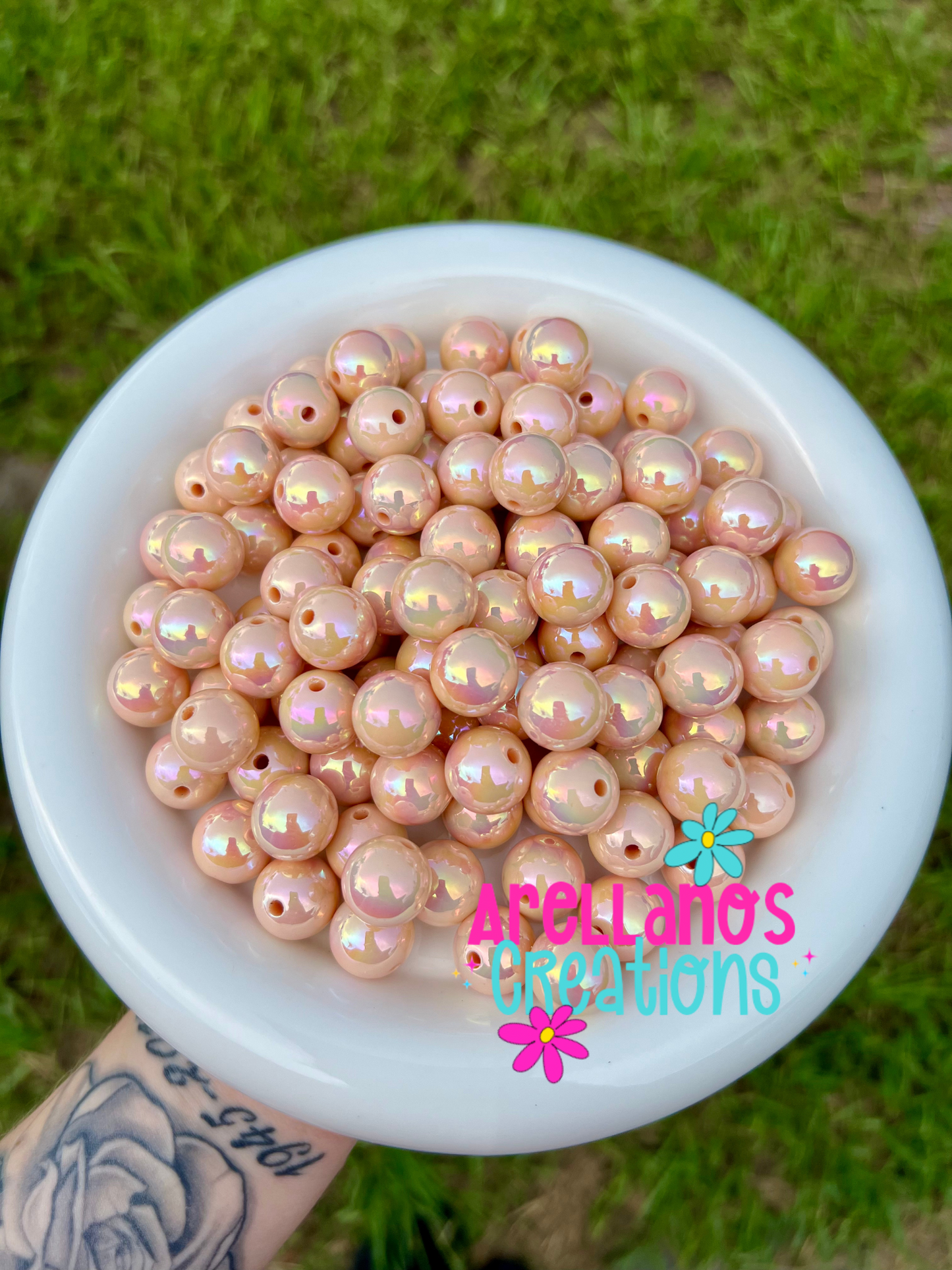16mm solid iridescent AB acrylic beads (pack of 10)