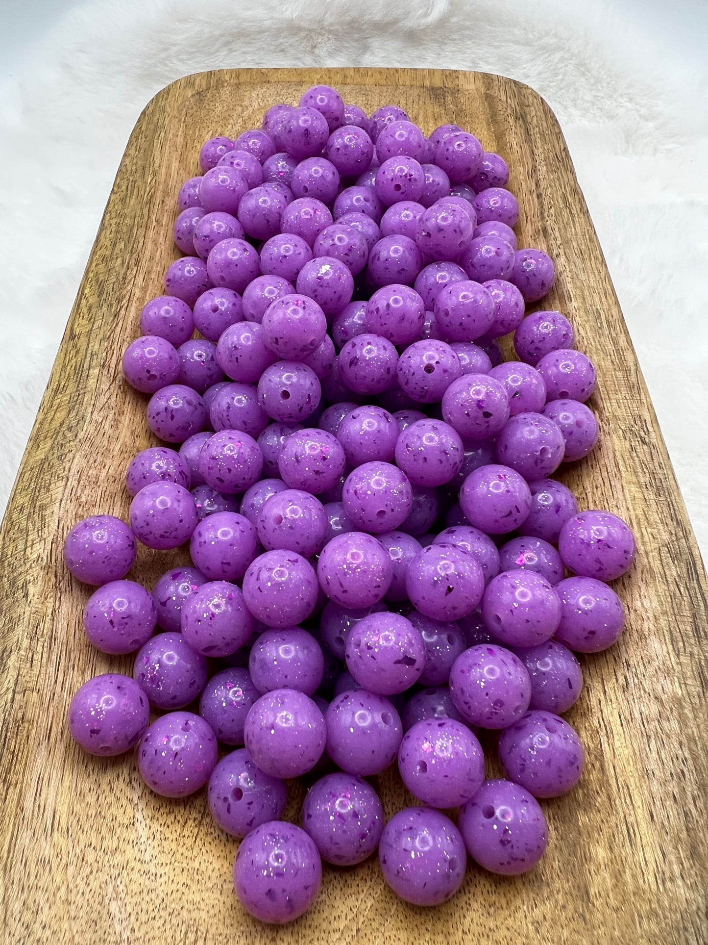 15mm dark purple shiny glitter silicone beads
