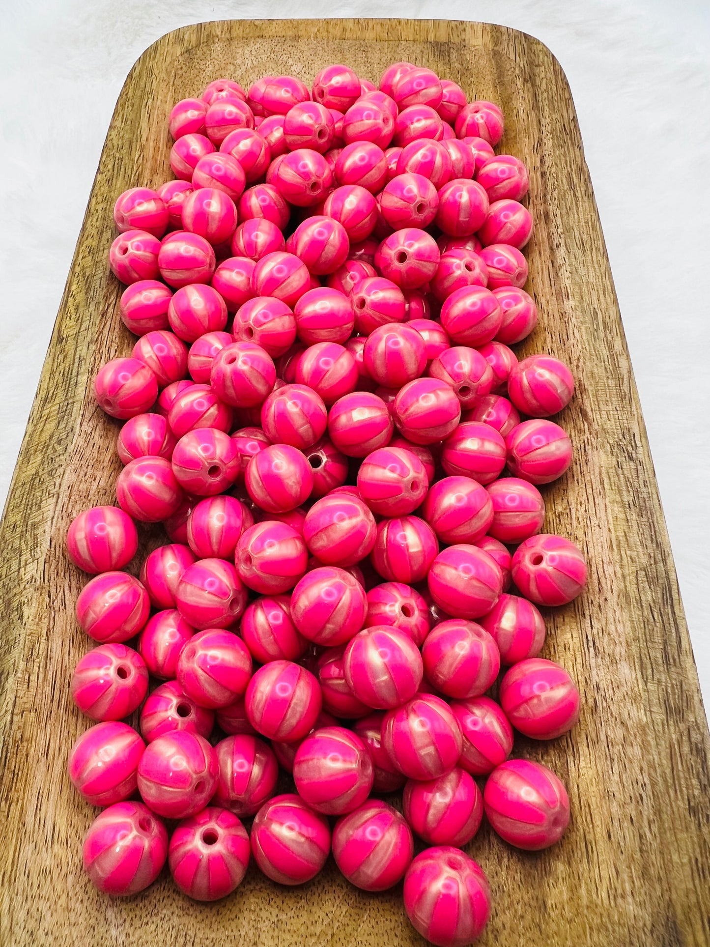 15mm glitter striped acrylic beads