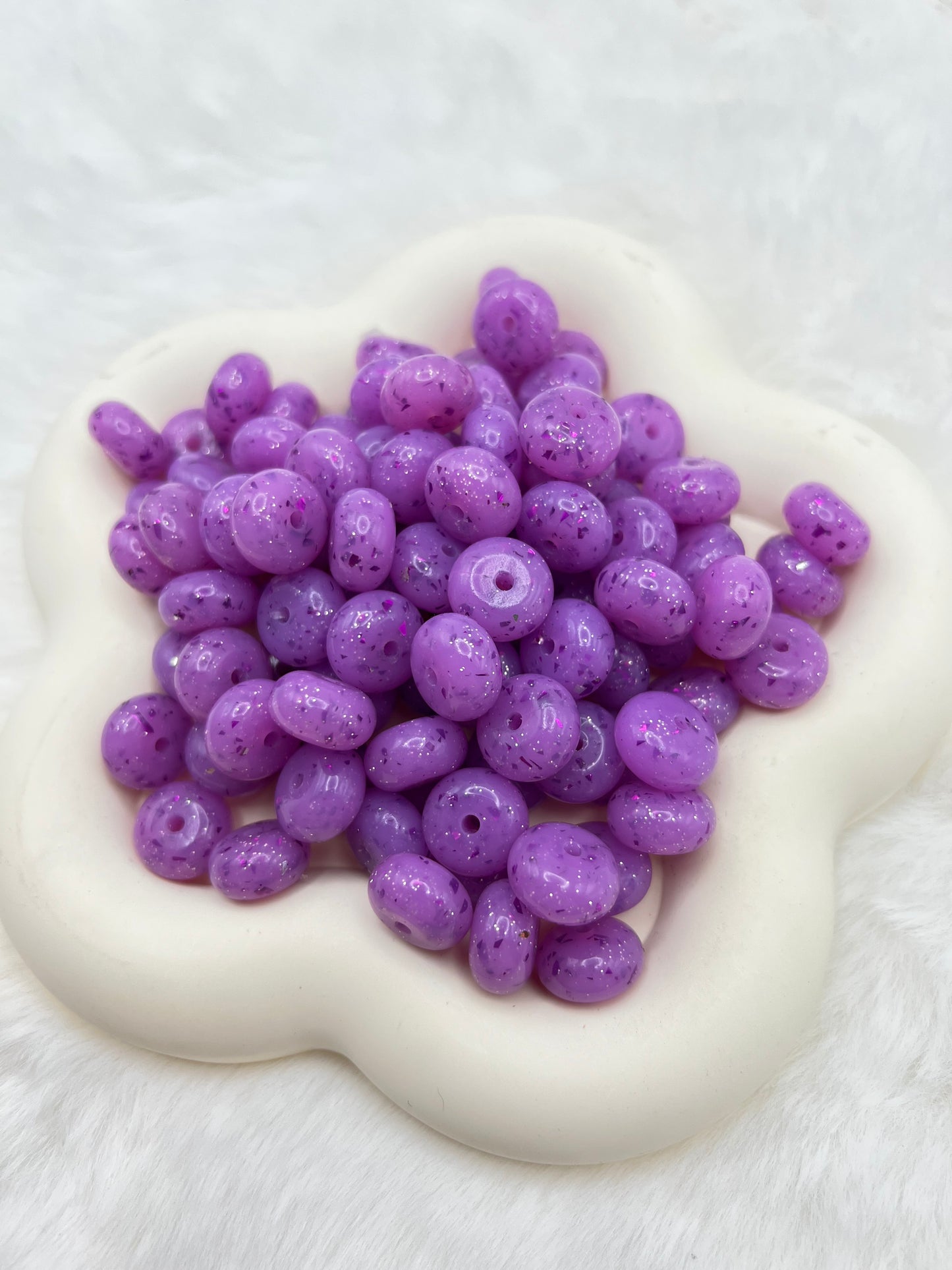 14mm dark purple shiny glitter abacus spacers