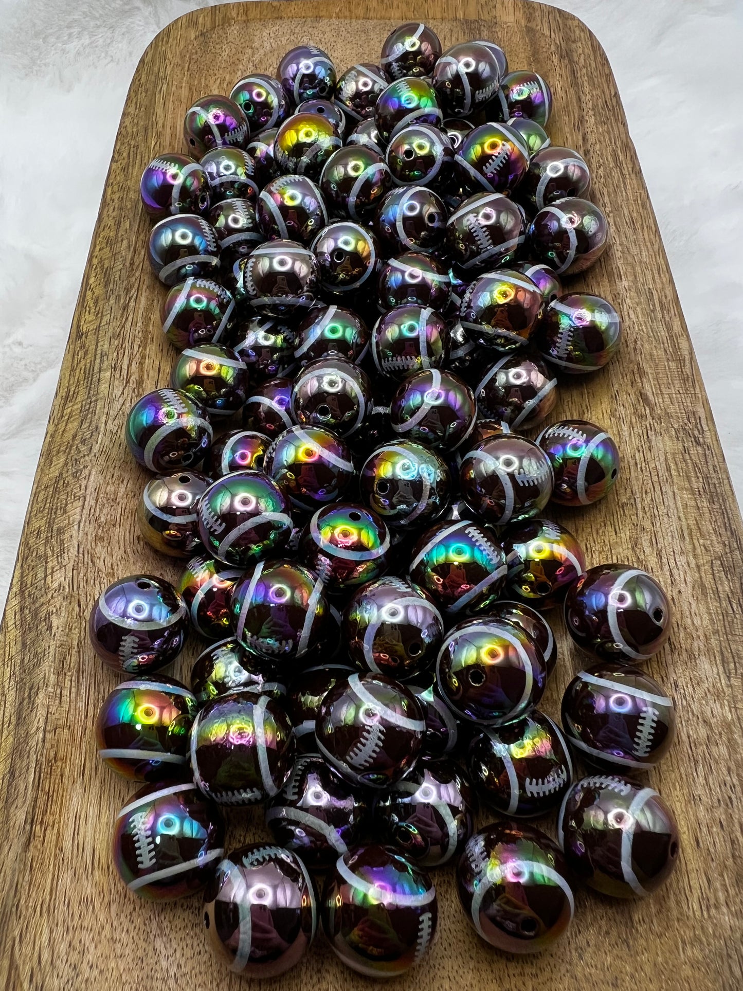 Football 20mm bubblegum beads