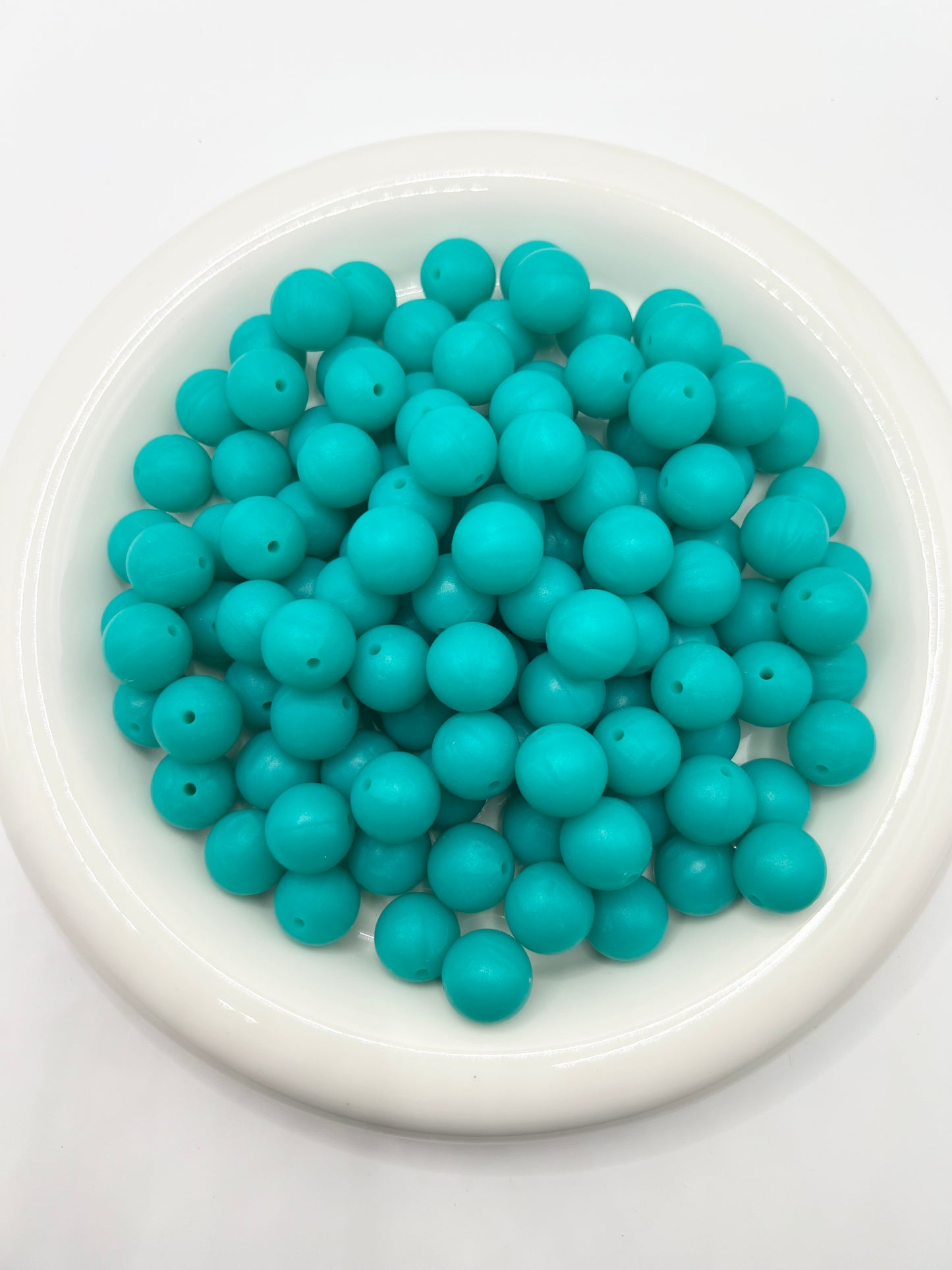 15mm pearly teal solid silicone beads