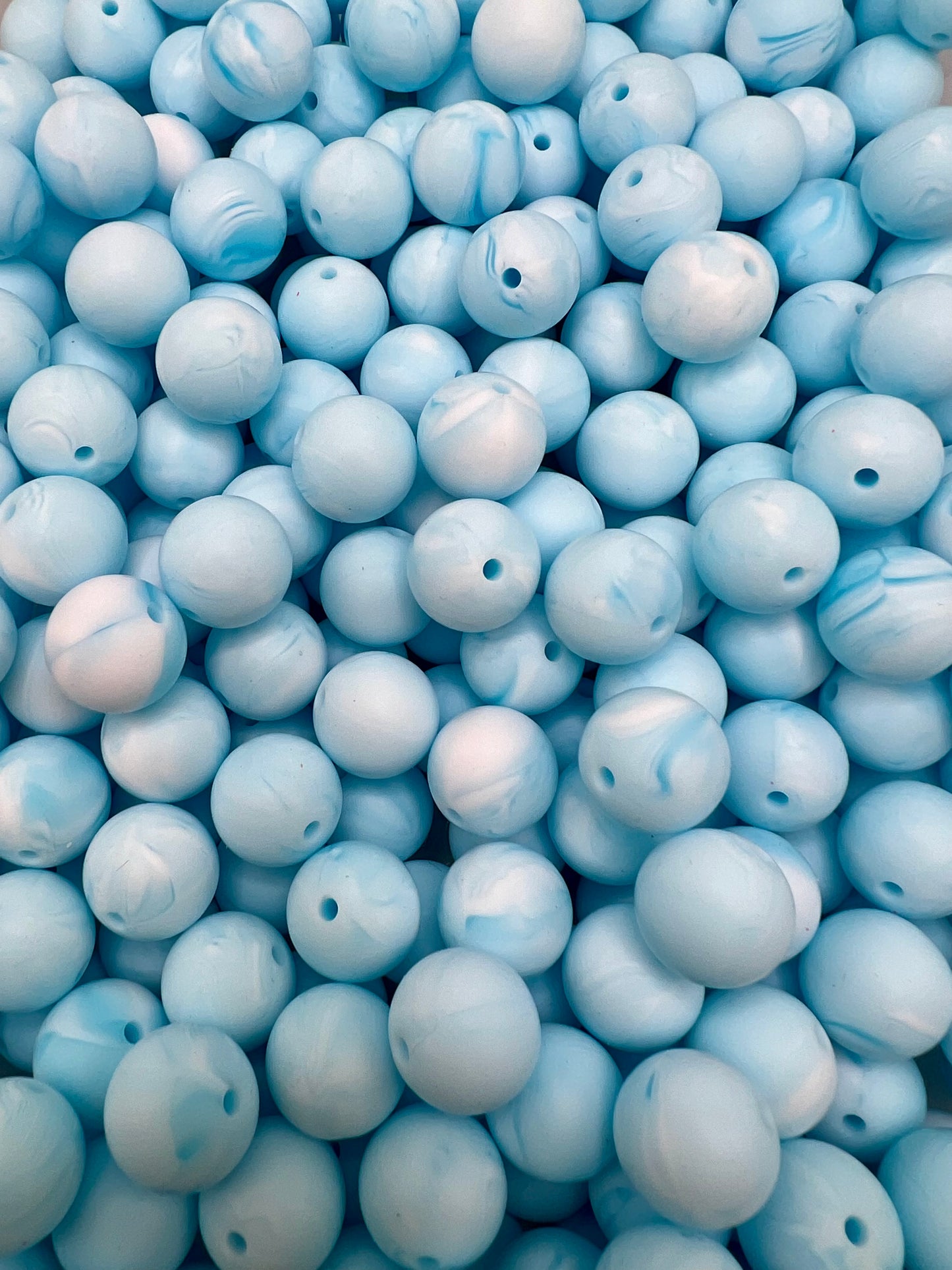 15mm sky blue swirl solid silicone beads