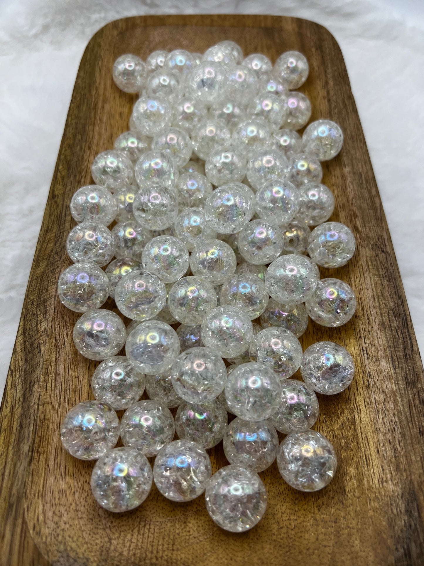 20mm Clear white crackle beads