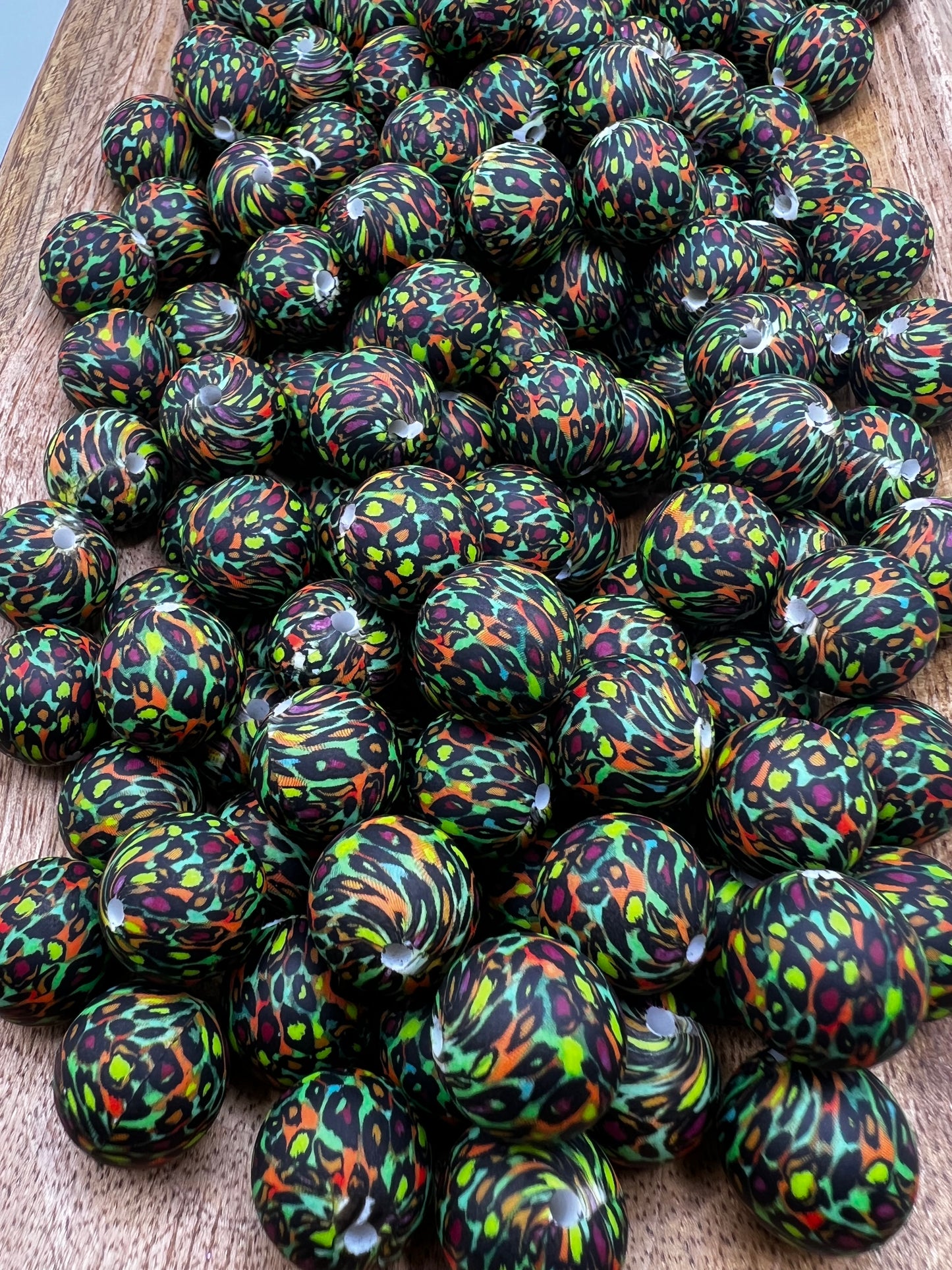 Jungle Cheetah Silicone Bead 15mm (Sold Individually)