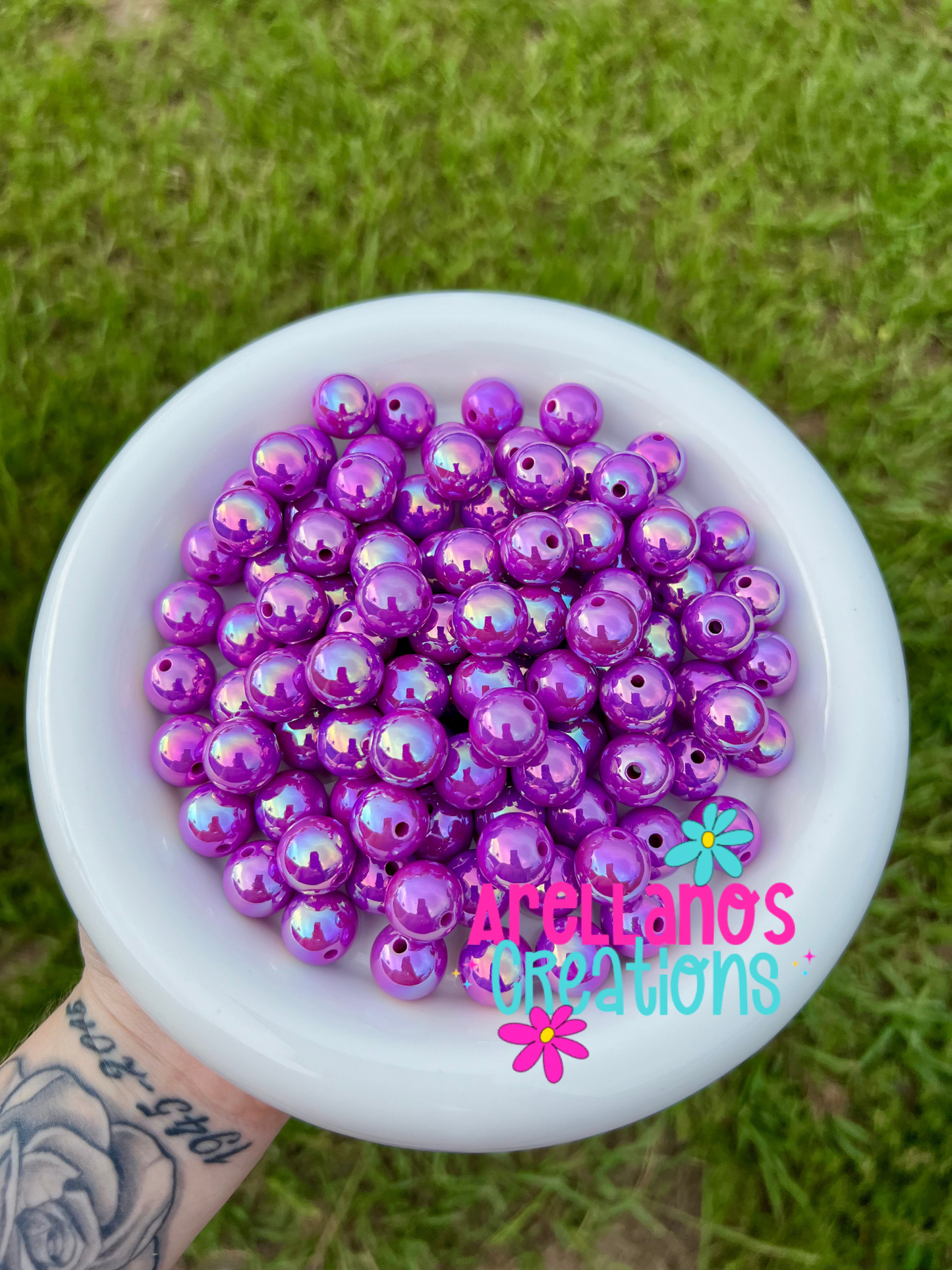 16mm solid iridescent AB acrylic beads (pack of 10)