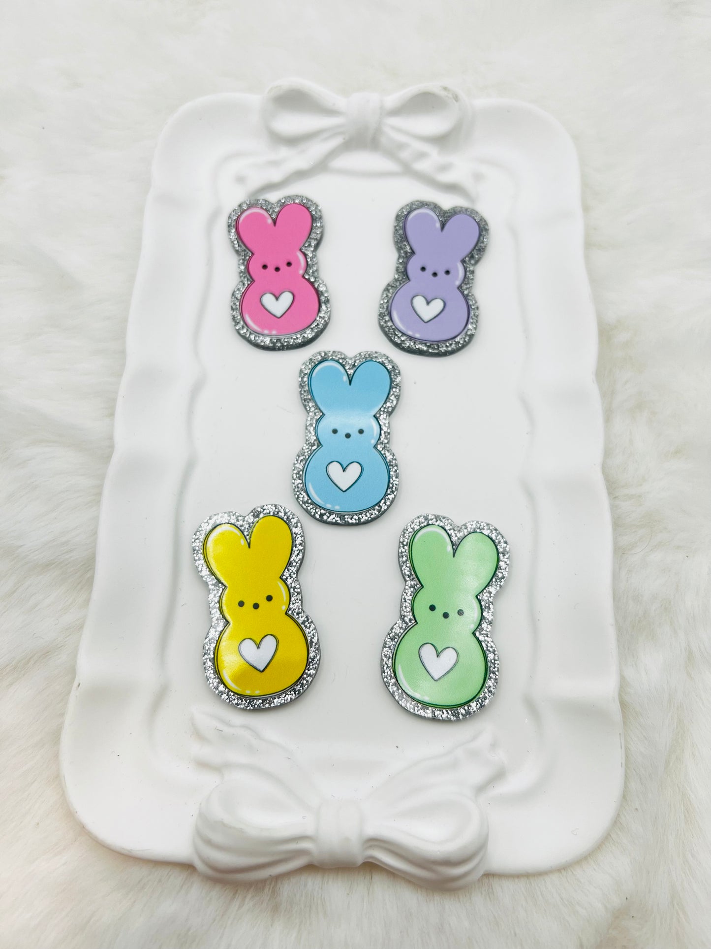 Easter P bunny candy glitter flatback acrylic (5 different color options)
