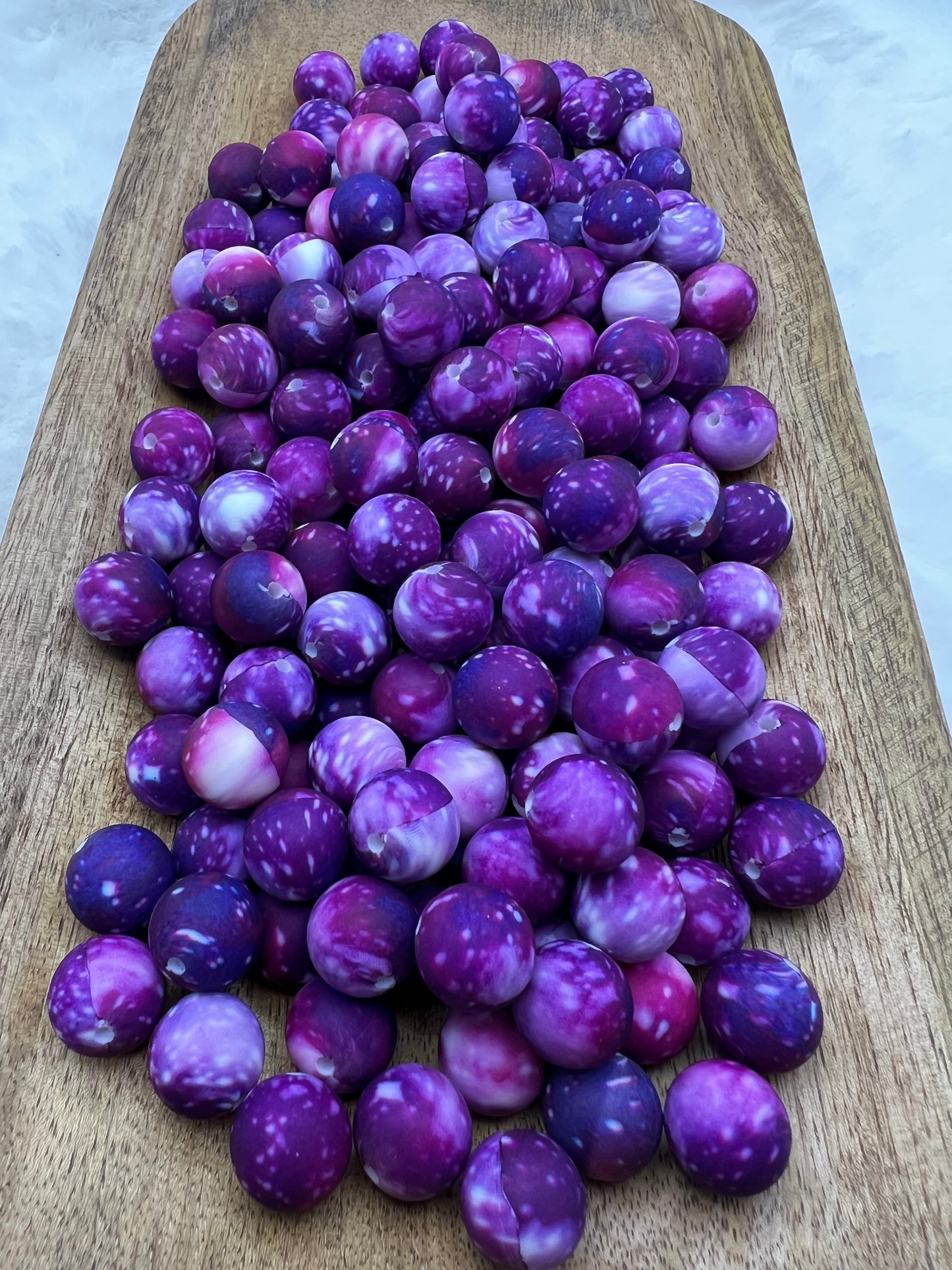 15mm purple galaxy silicone beads
