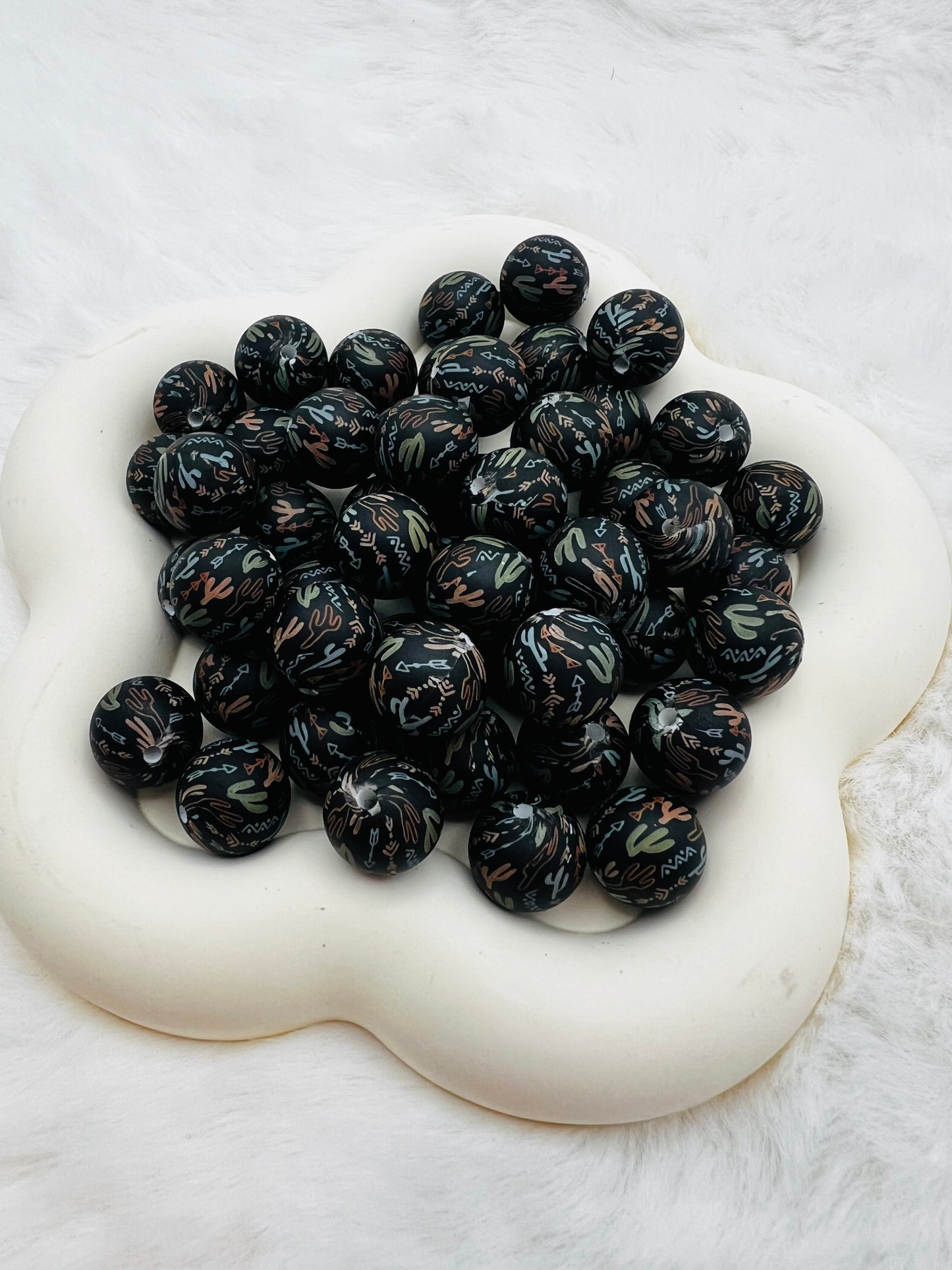 15mm dark western cactus silicone beads