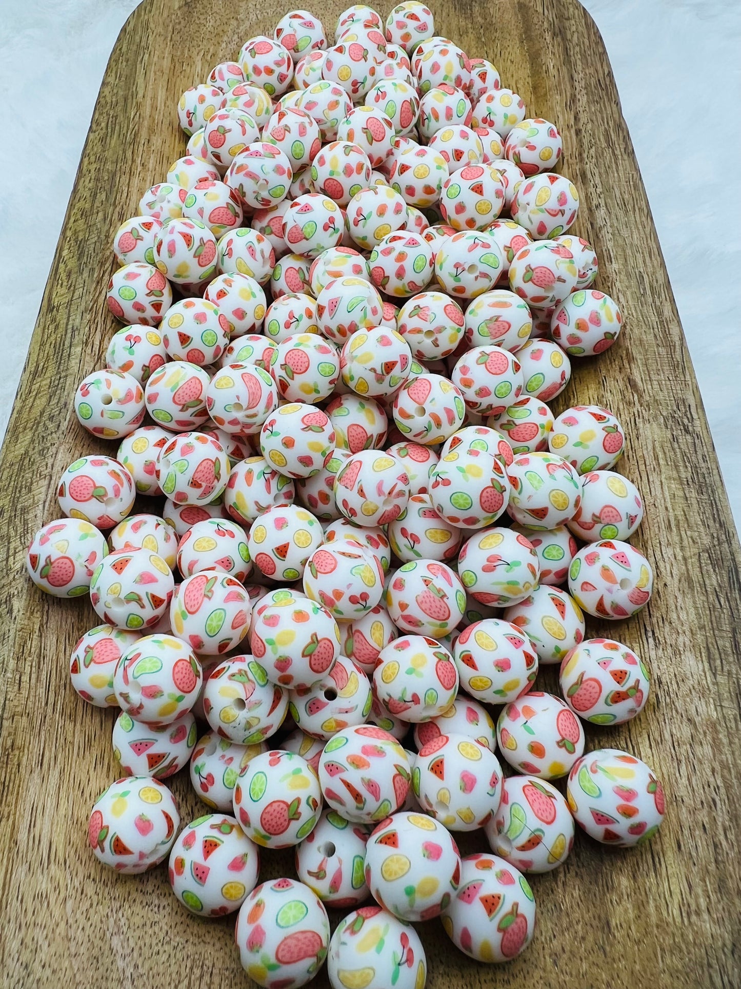 15mm fruit time silicone beads