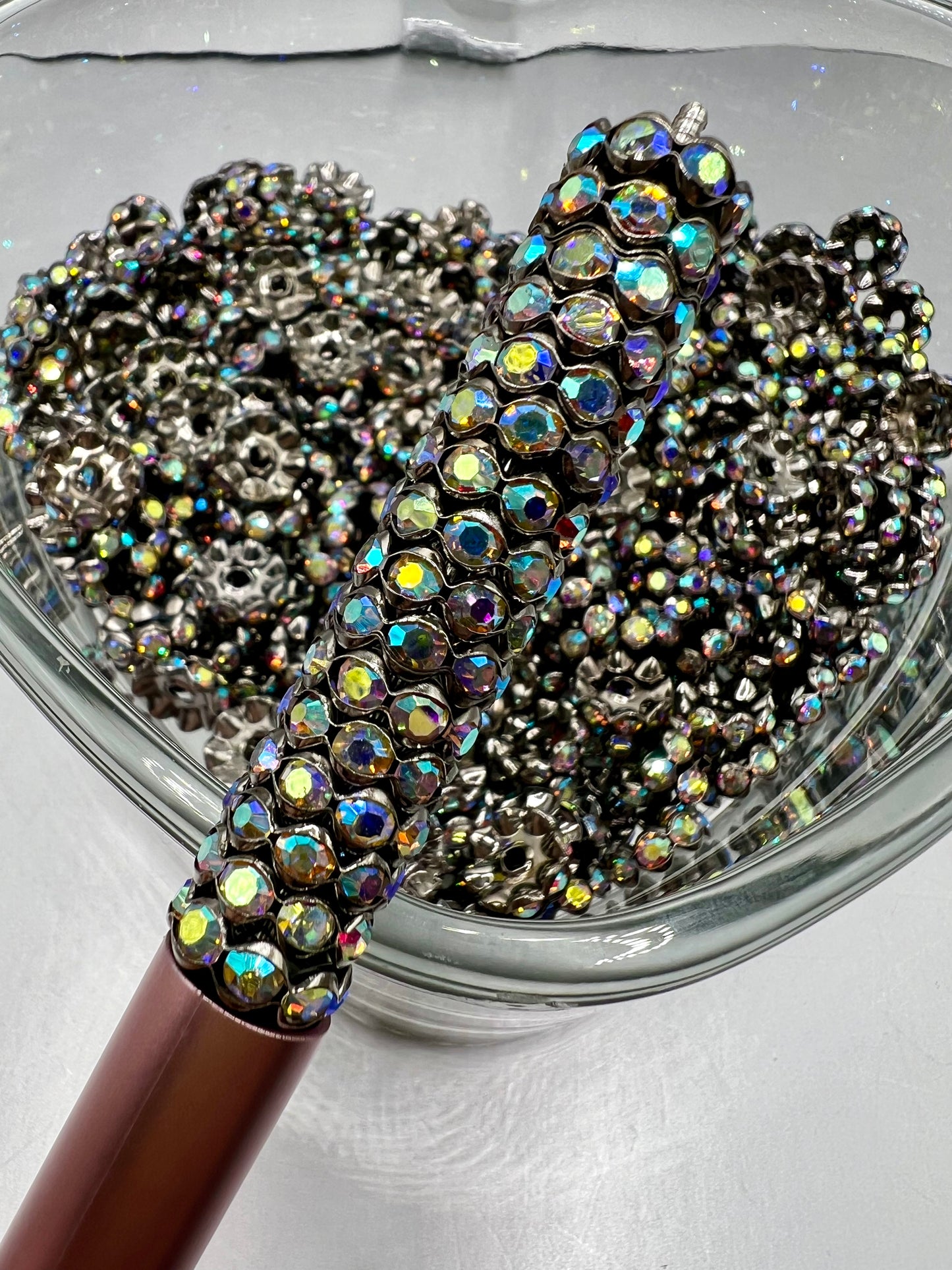 12mm Wavy Rhinestone Spacers - 10 Pack