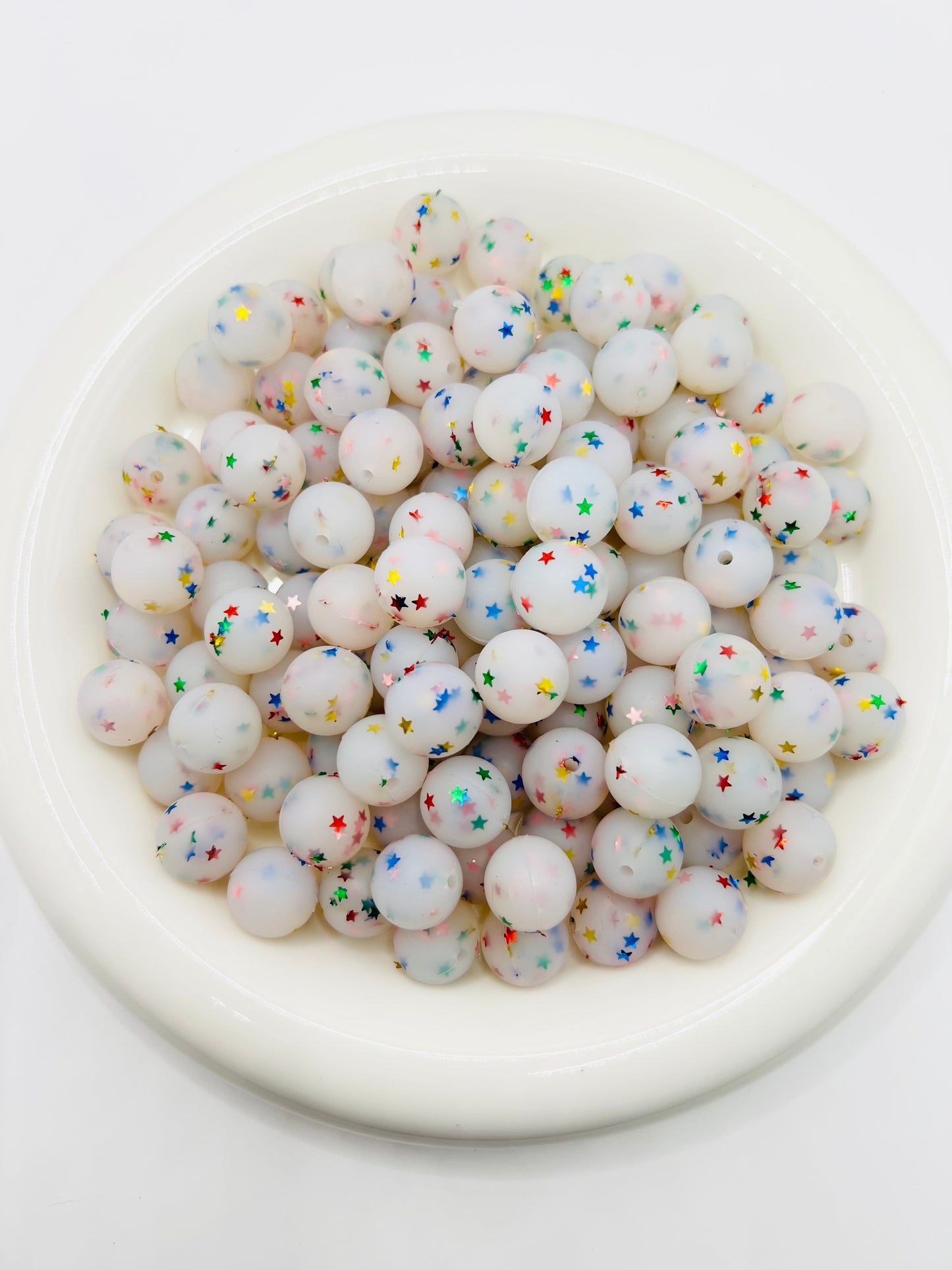 15mm star glitter silicone beads