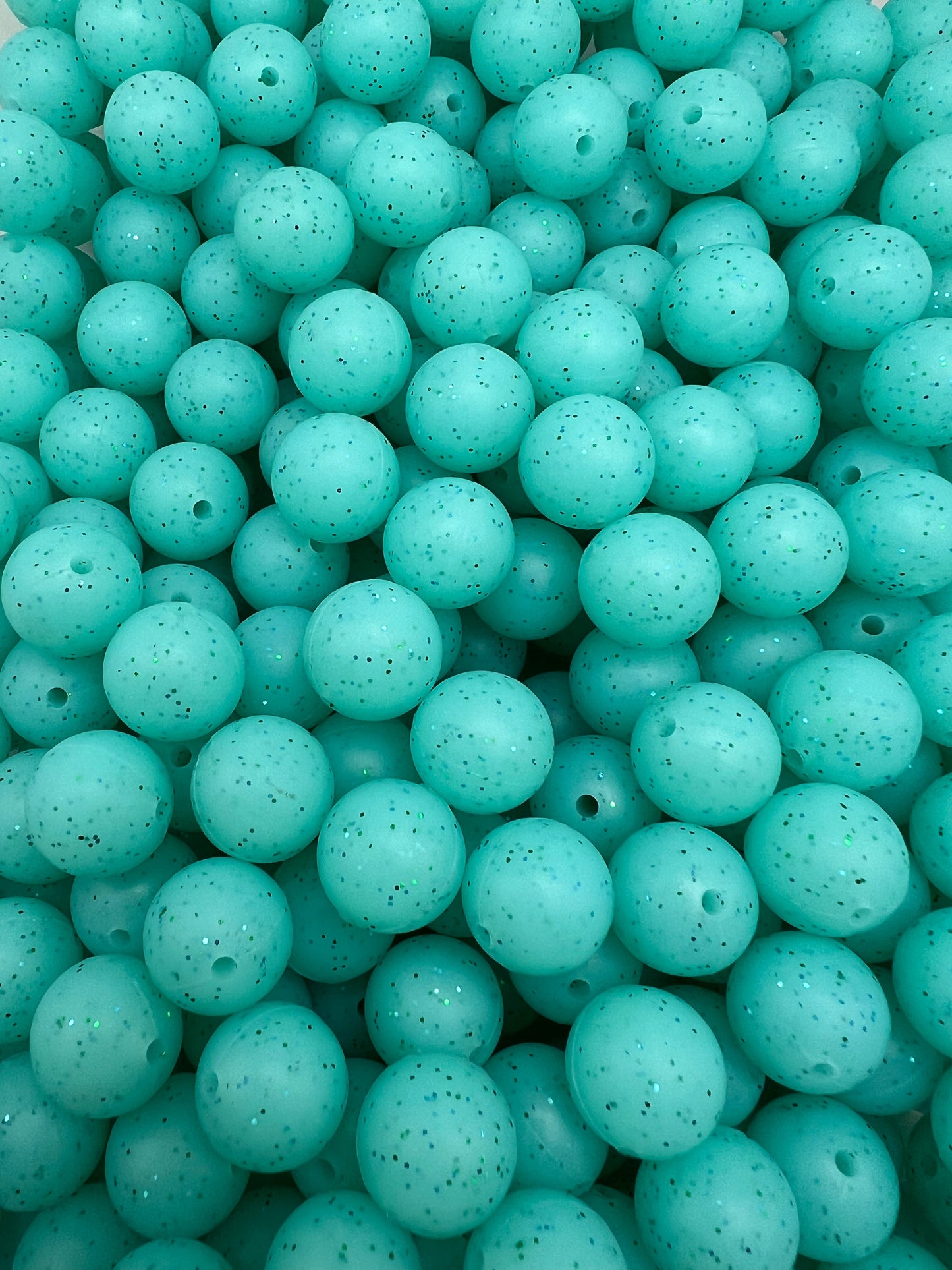 15mm turquoise glitter silicone beads