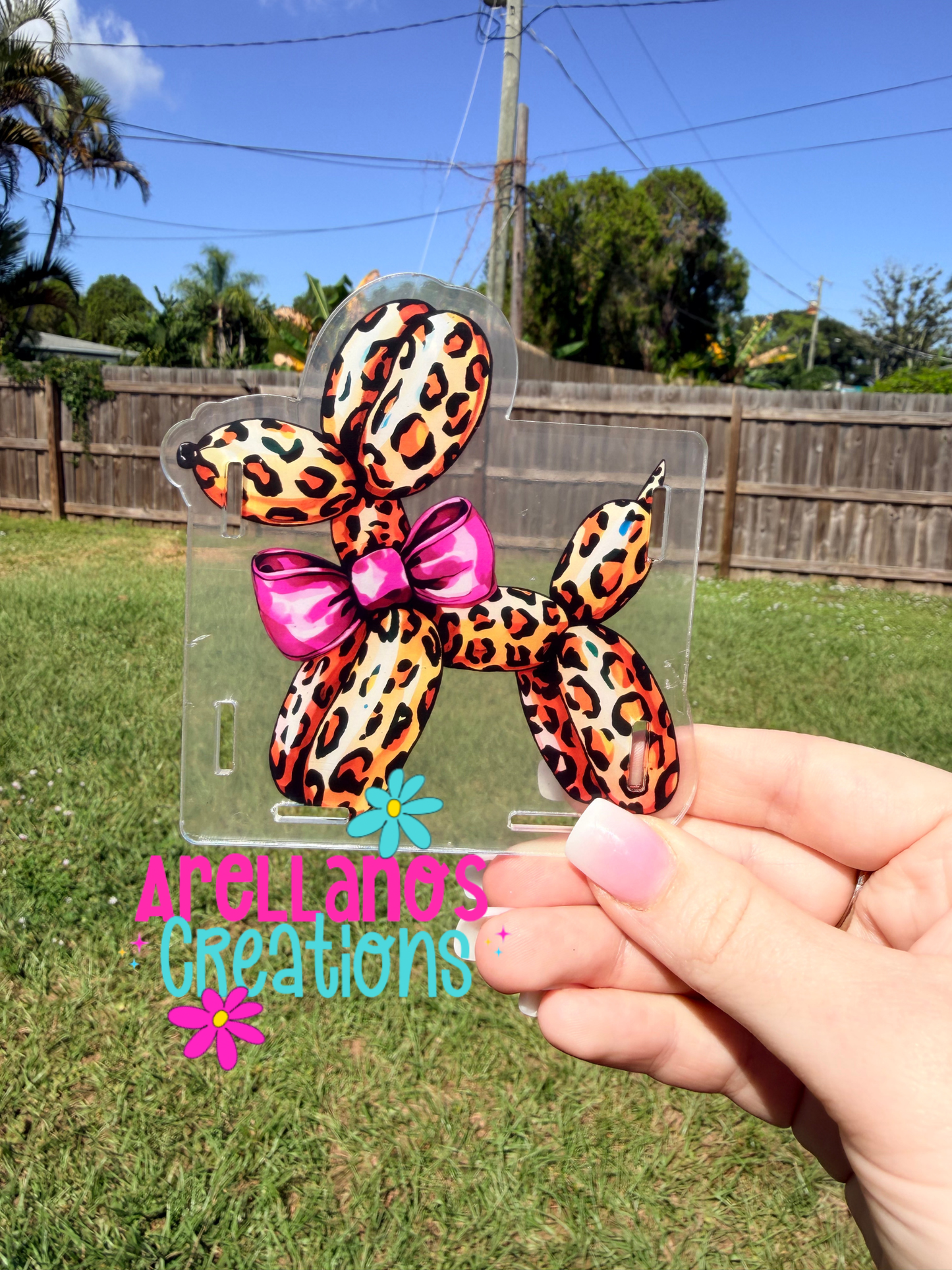 Cheetah balloon dog - acrylic pen holder