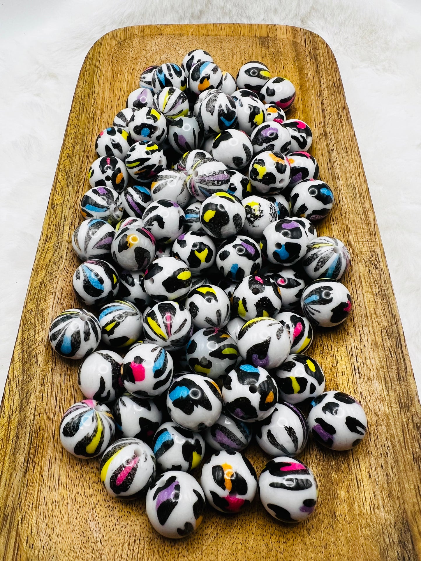 Colorful leopard print 20mm bubblegum beads