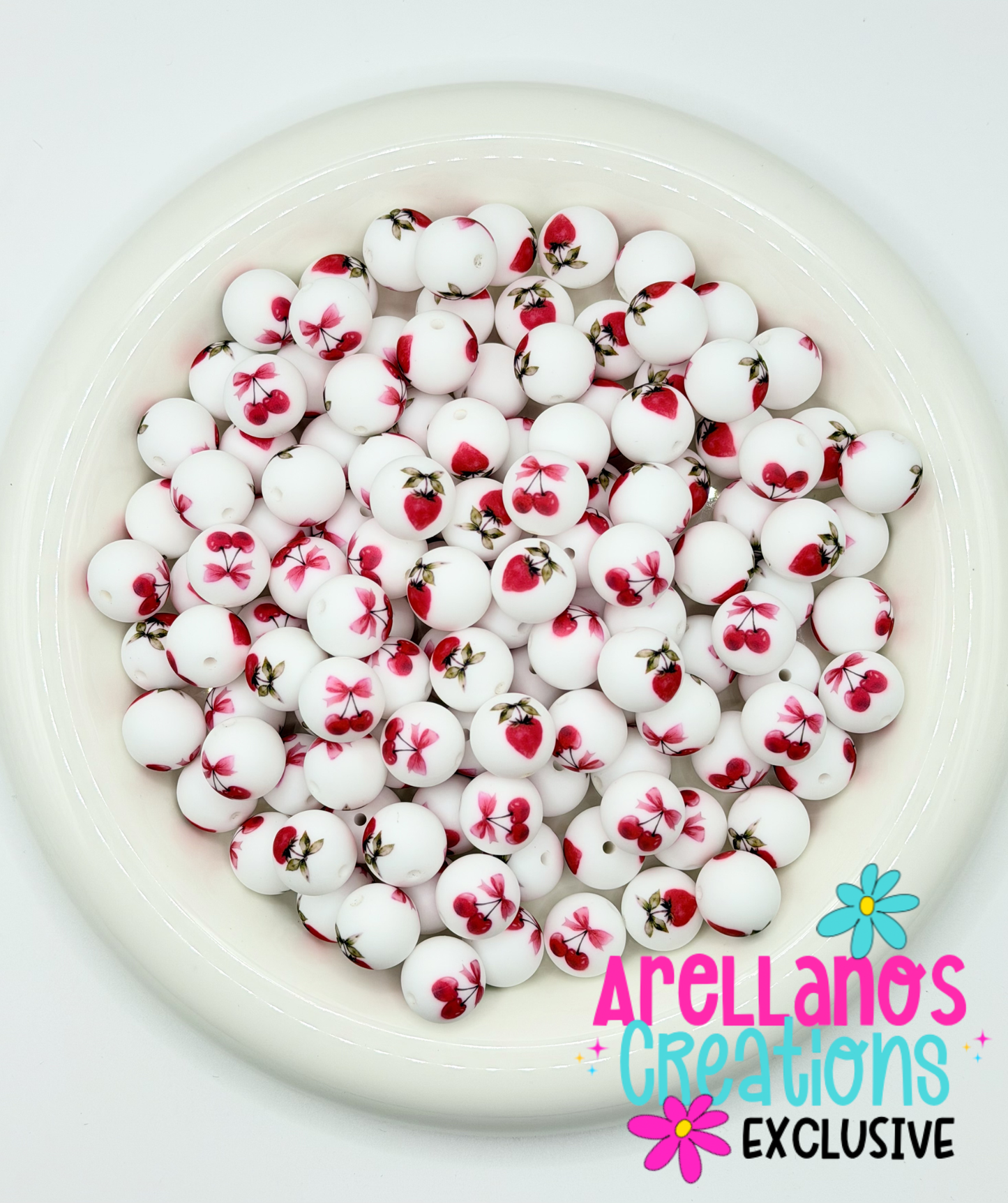 SP-218 Strawberry & Cherry Double Sided Silicone Beads EXCLUSIVE (1PC)