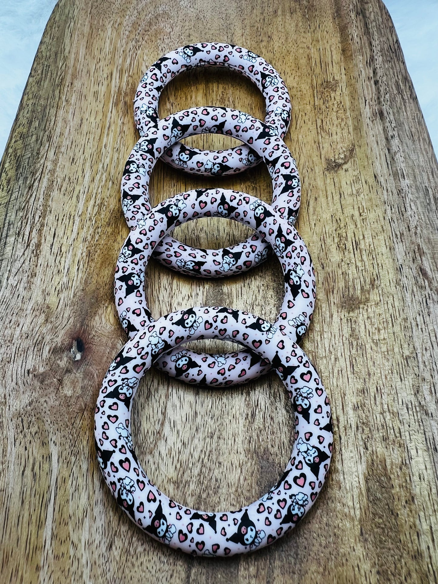 65mm kuku hearts printed silicone rings