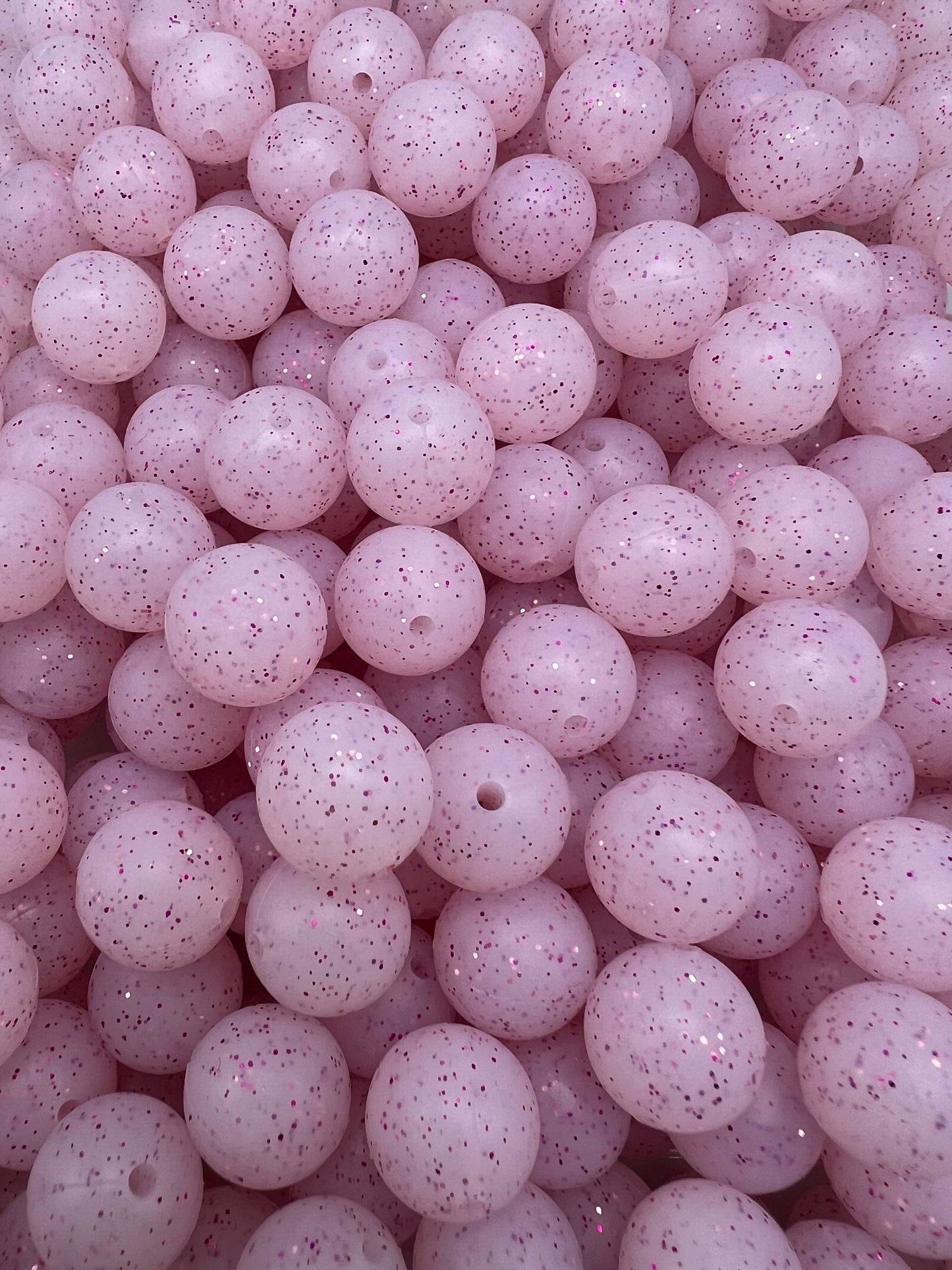 15mm soft pink glitter silicone beads