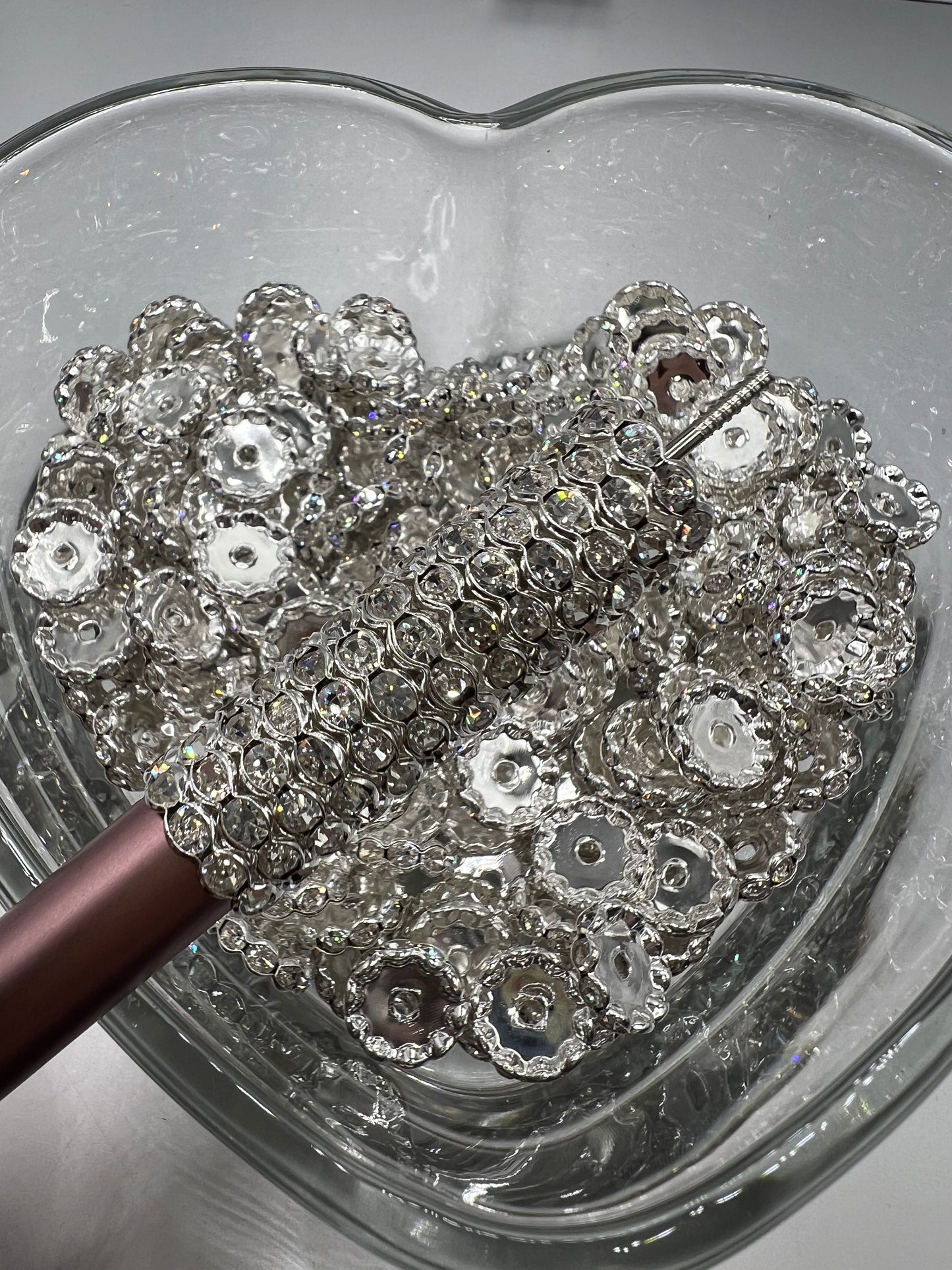 15mm Wavy Rhinestone Spacers - 10 Pack (8 COLORS)