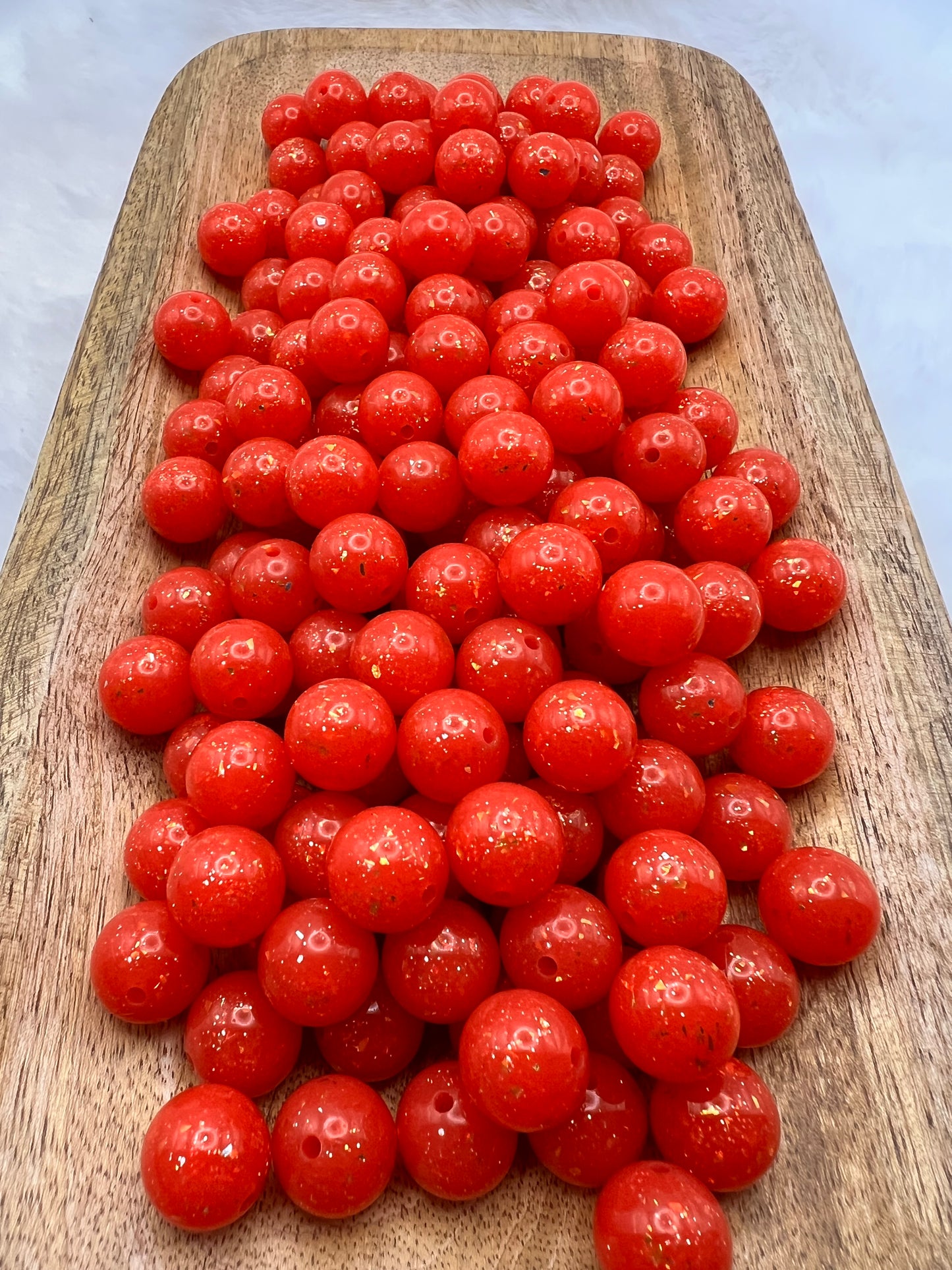 15mm cherry red shiny glitter silicone beads