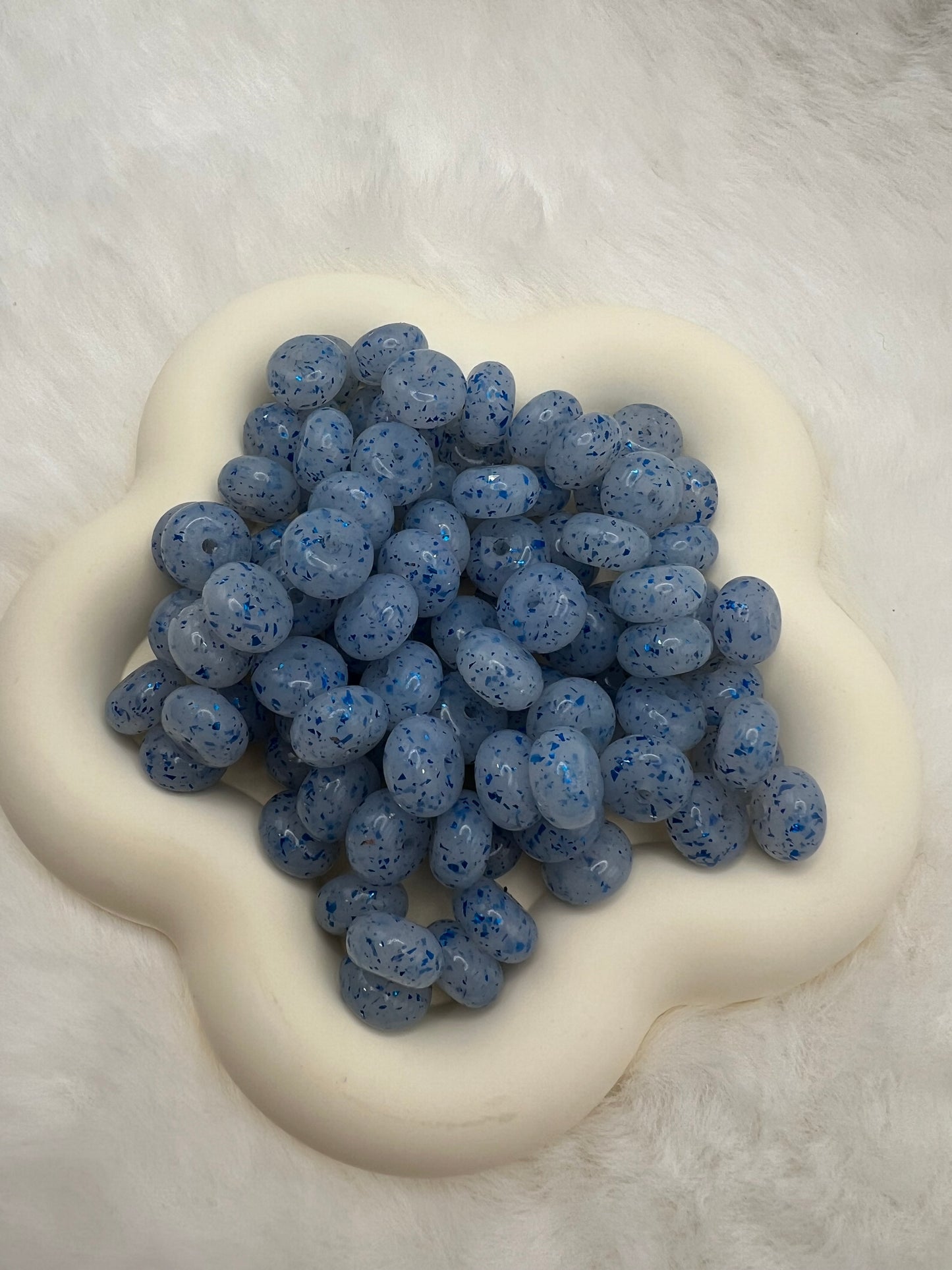 14mm cornflower glue shiny speckled silicone abacus spacers