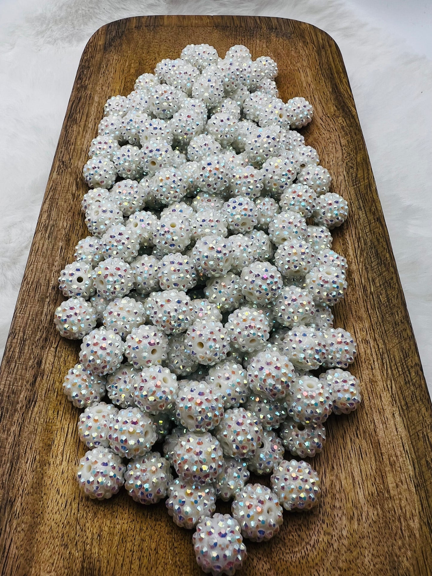 16mm white AB rhinestone beads