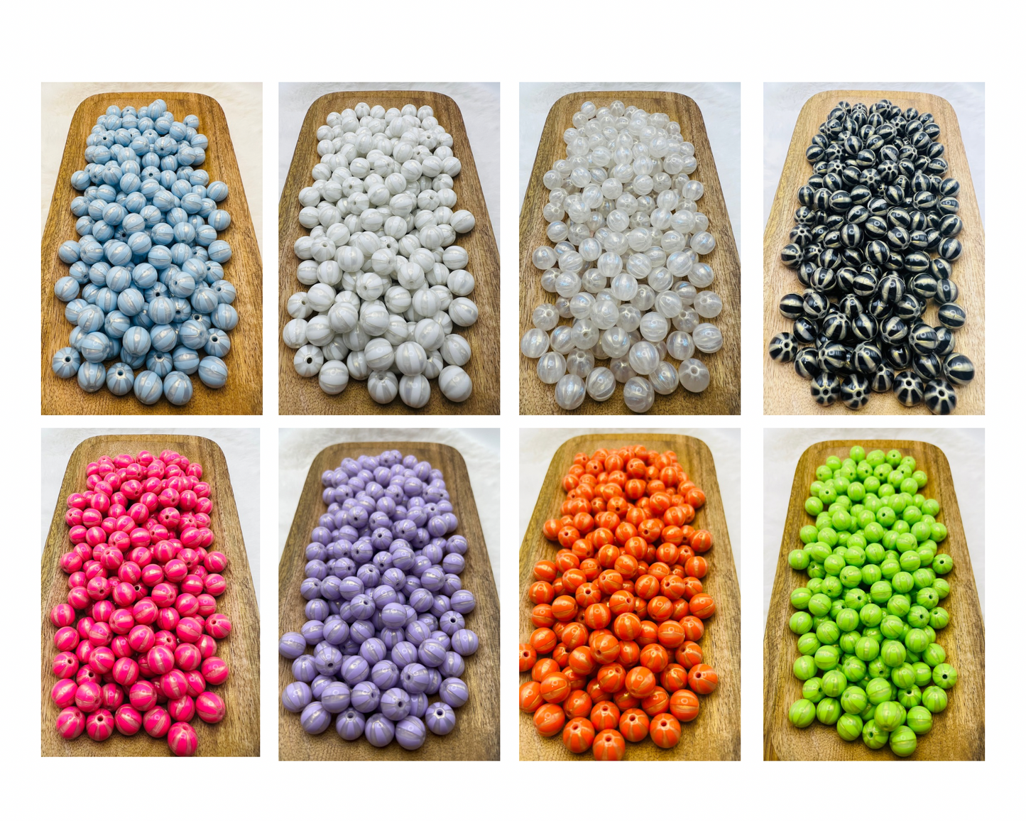 15mm glitter striped acrylic beads