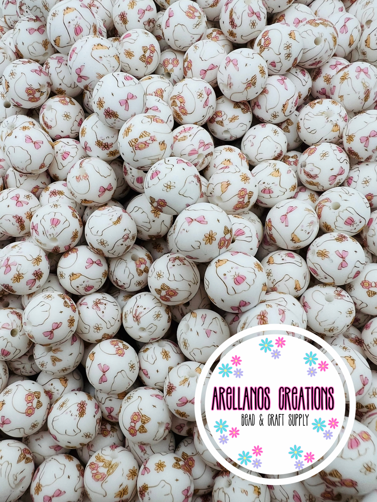 15mm Daisy & Maisie ghost besties silicone beads EXCLUSIVE