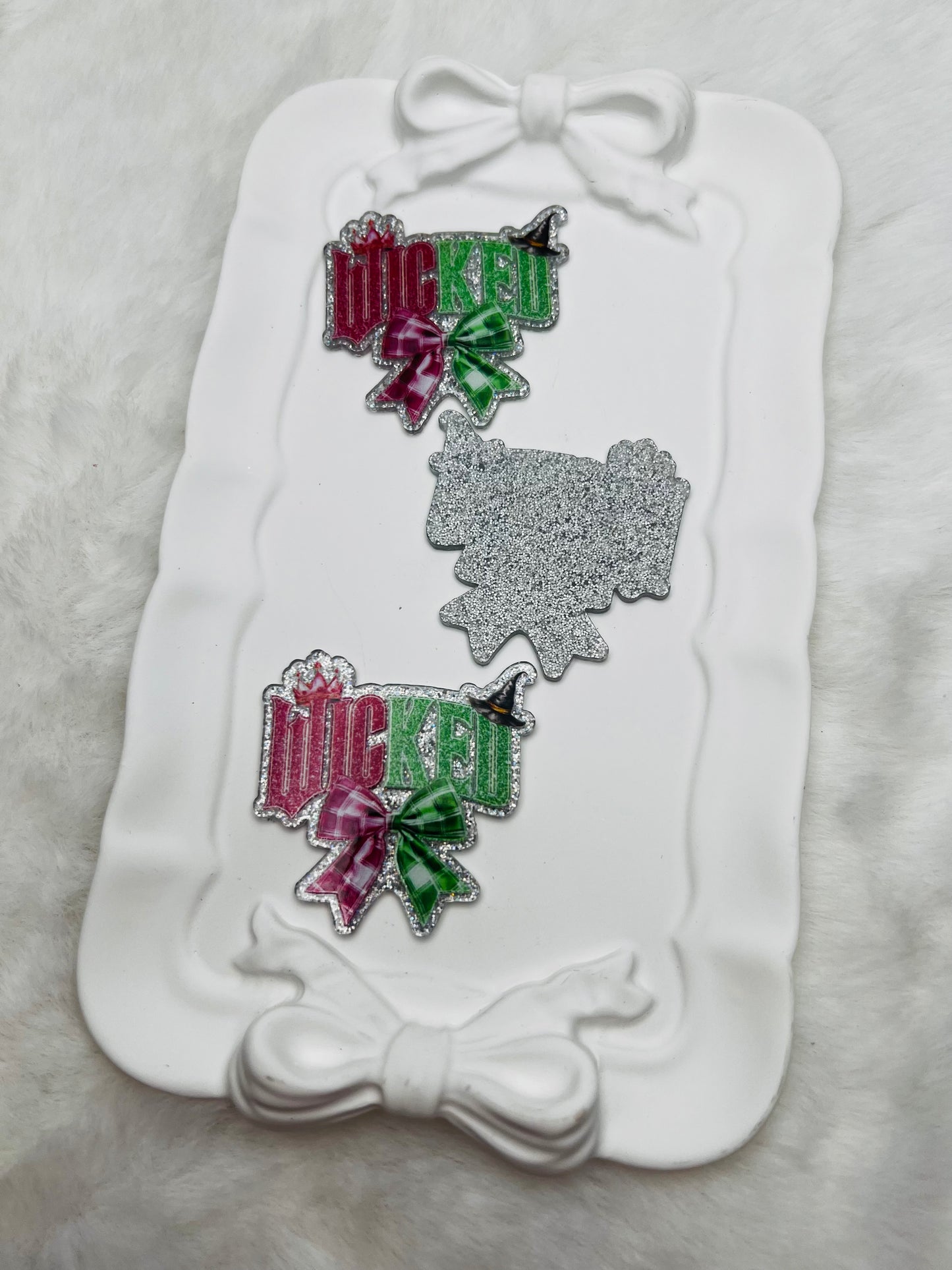 Wicked bow glitter flatback acrylic