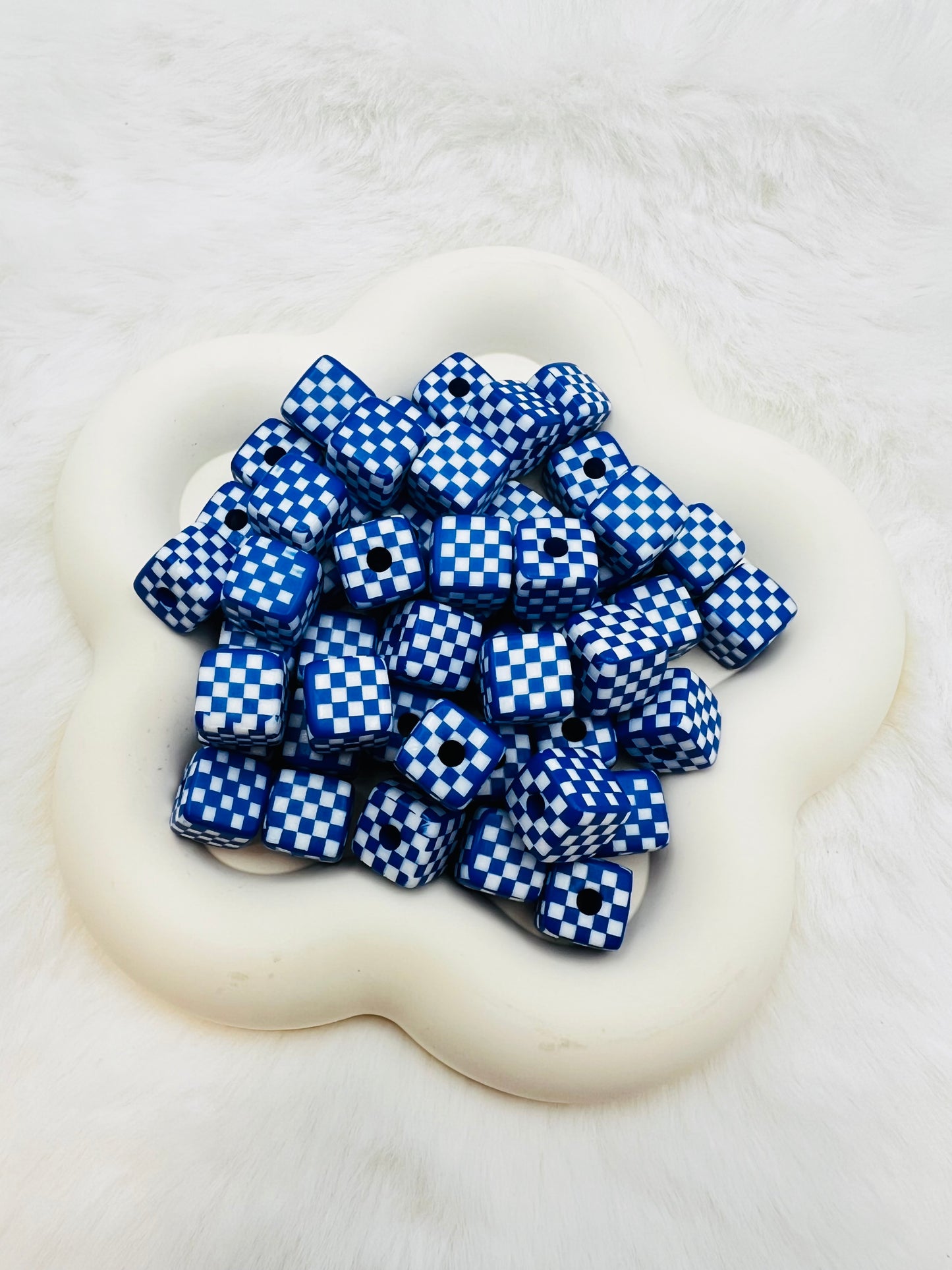 15mm acrylic checkered cube beads (5 different colors)