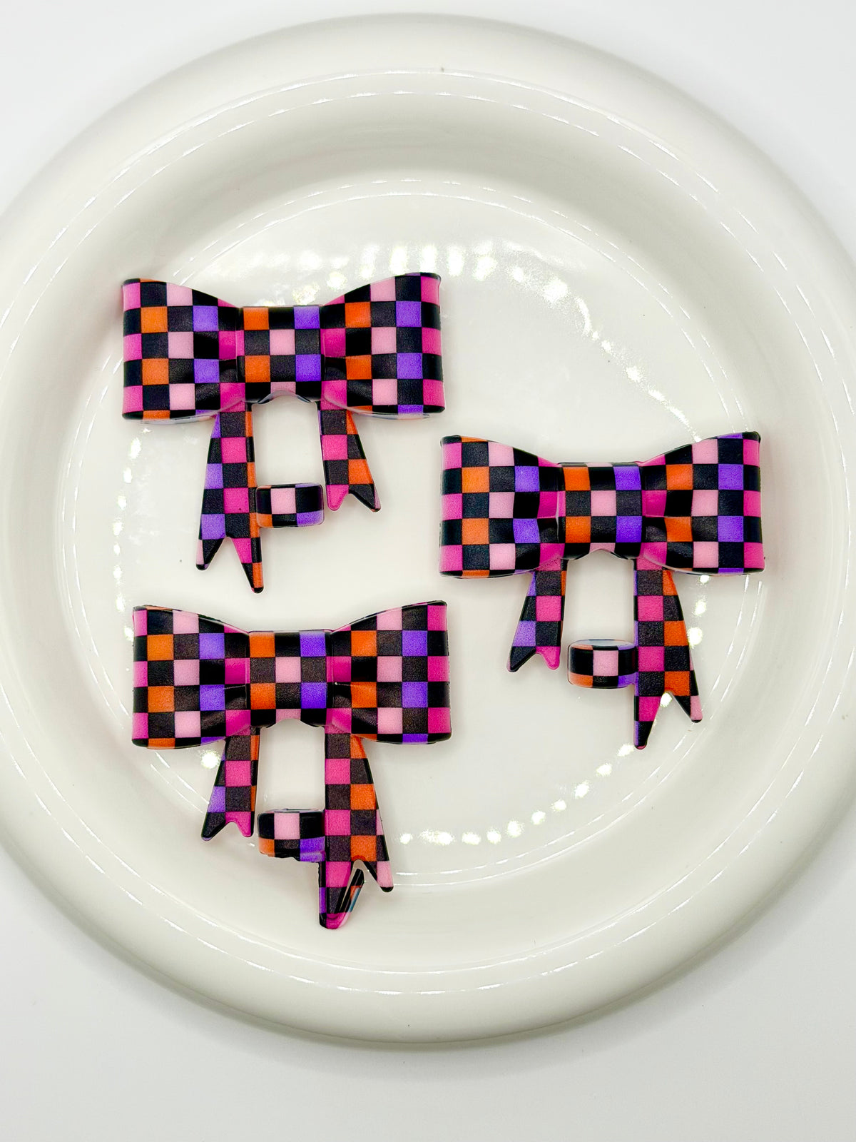 #369 Checkered Chaos large bow straw topper (1ct)