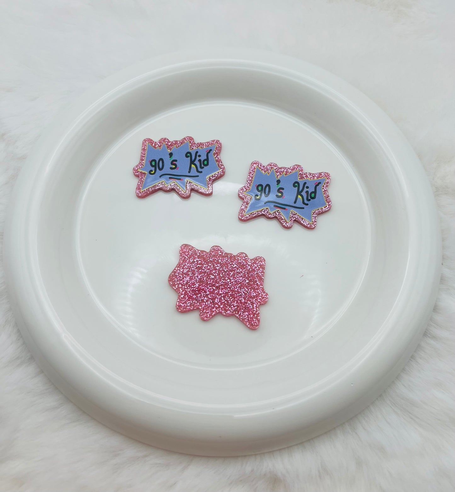 90s kid glitter flatback acrylic