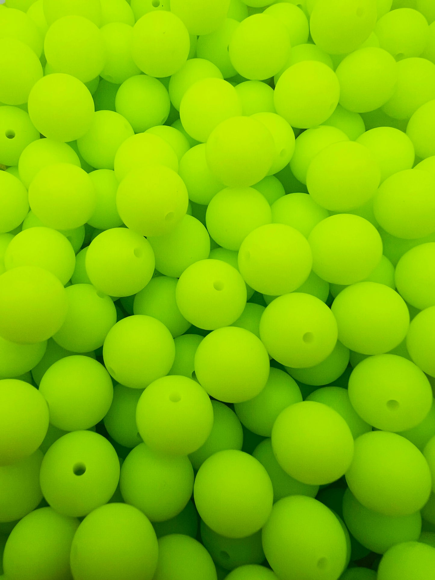15mm neon yellow green solid silicone beads