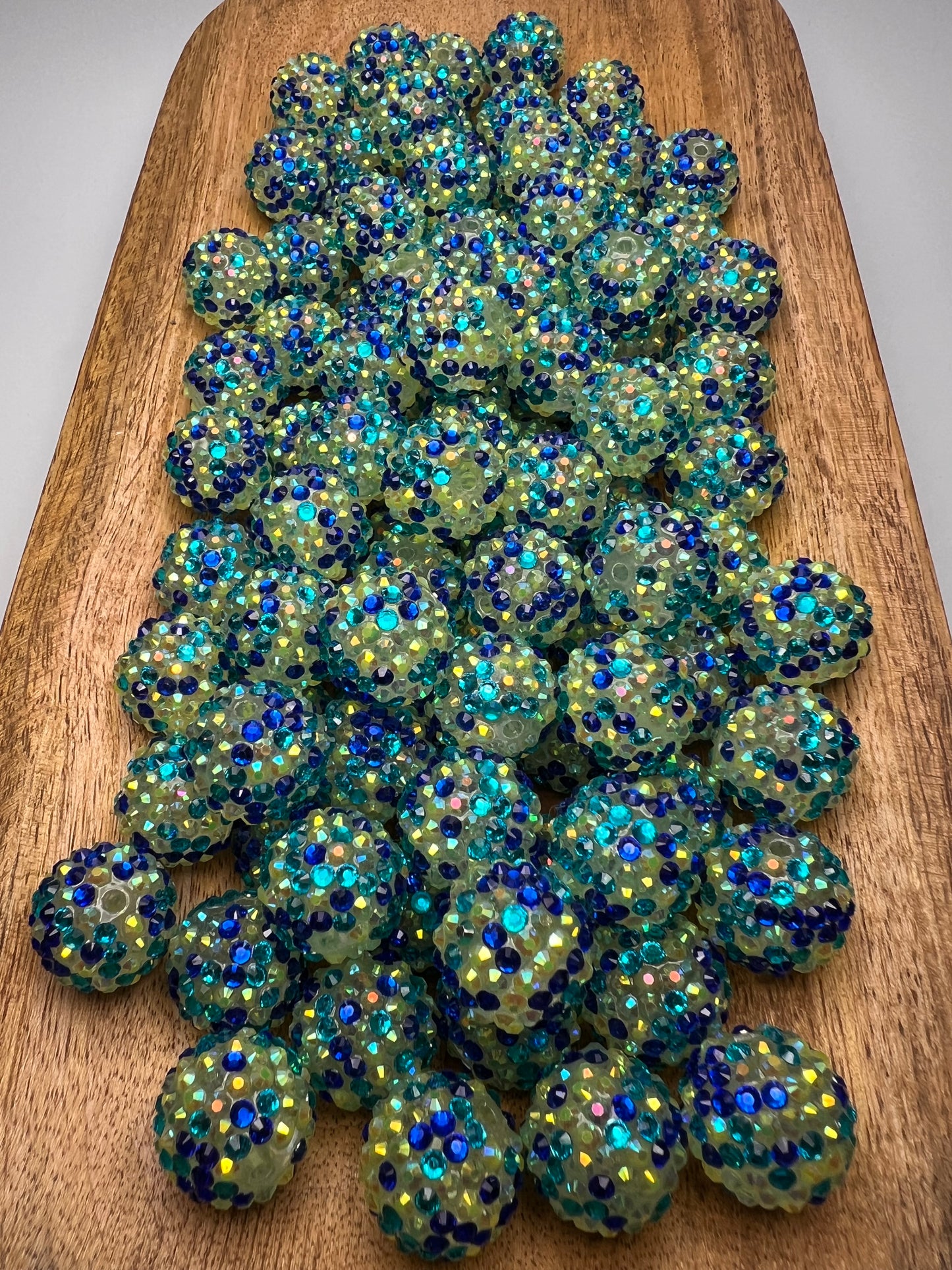 20mm Blue Lemonade Confetti Rhinestone Bead (sold individually)