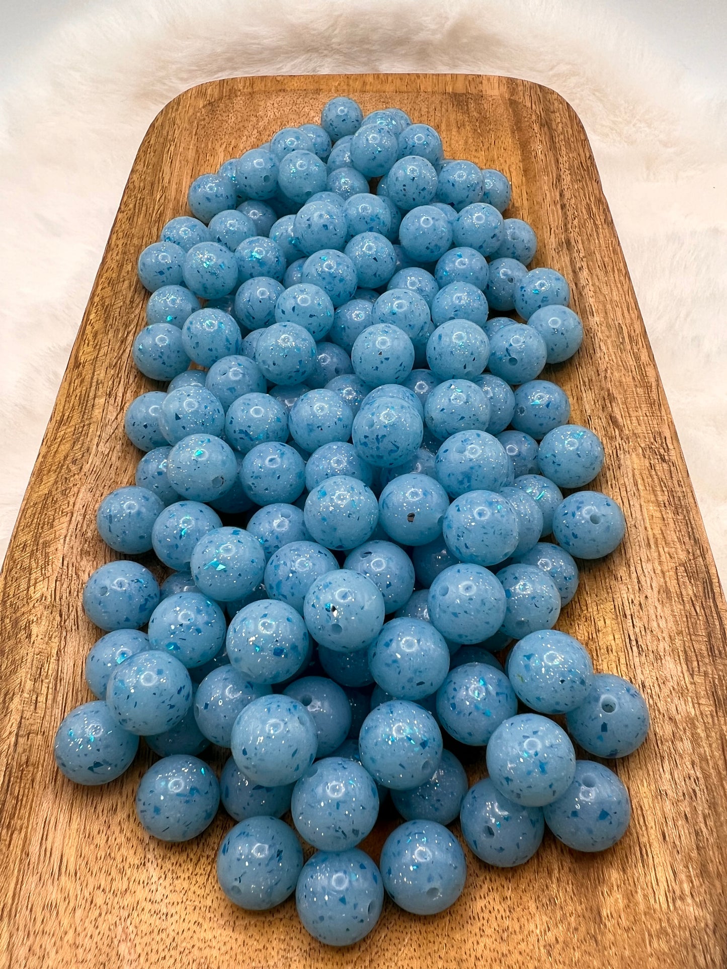15mm baby blue shiny glitter silicone beads