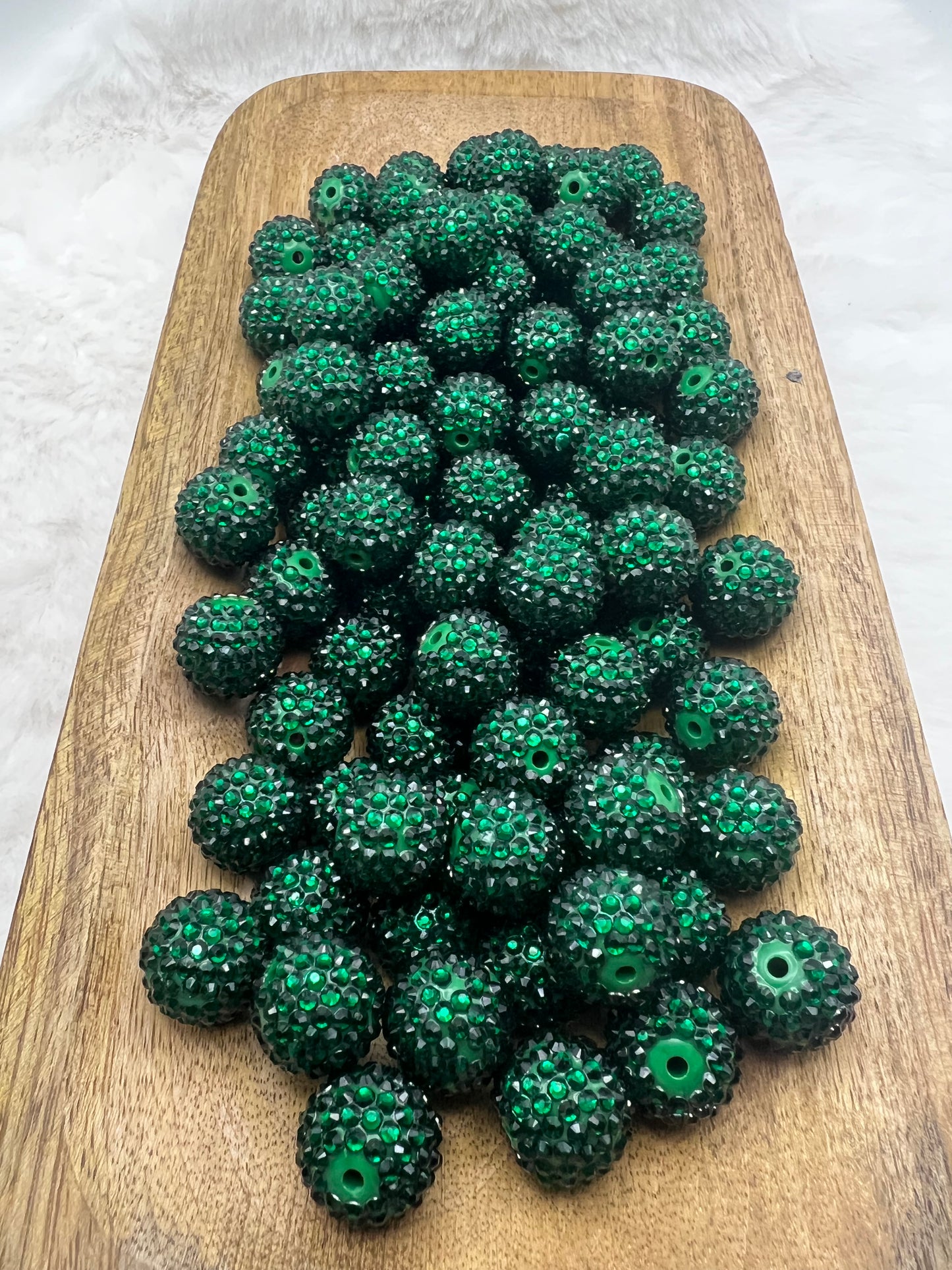 20mm dark green rhinestone beads