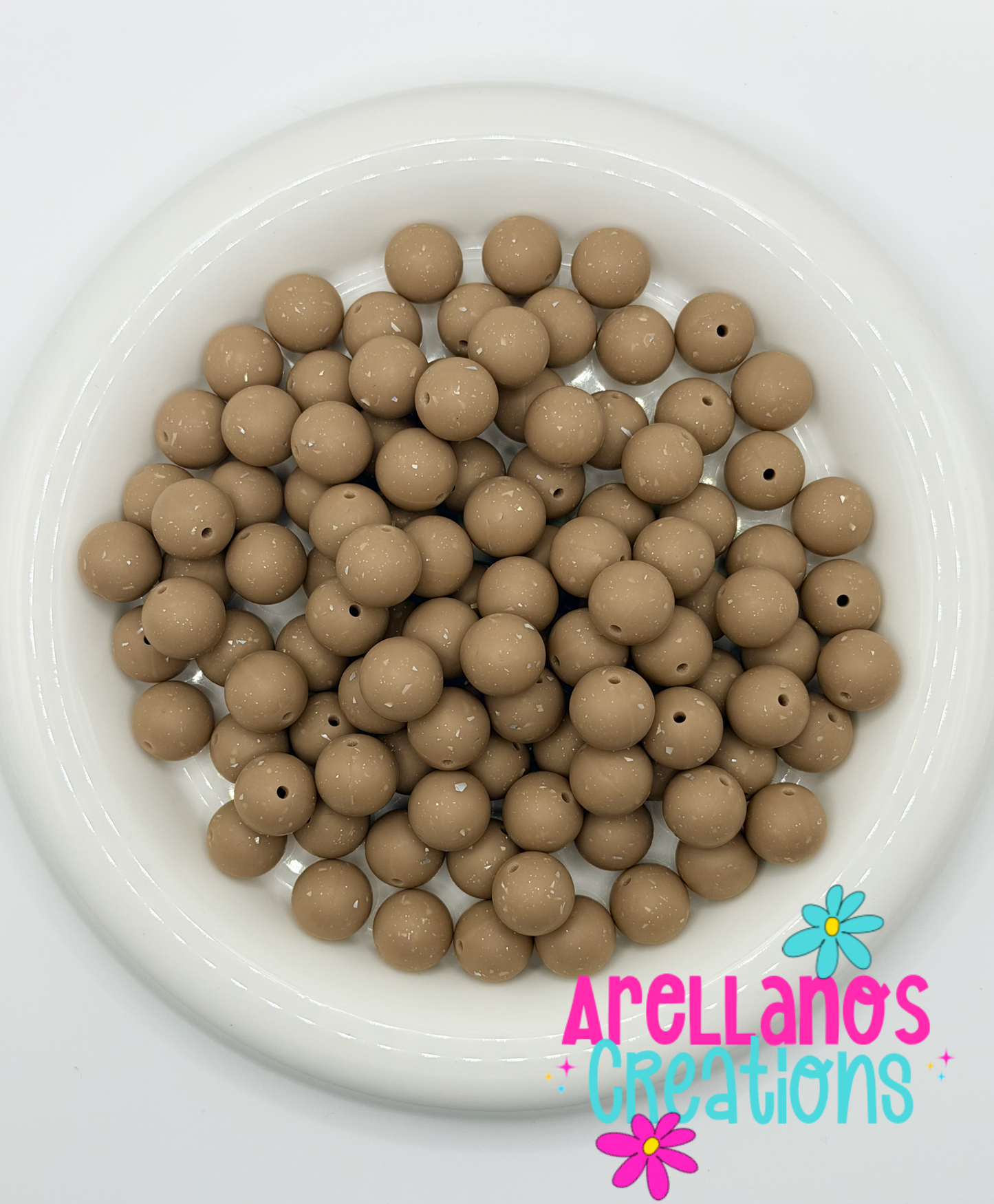 SS-148 15mm Milky Beige Speckled Silicone Bead (1ct)