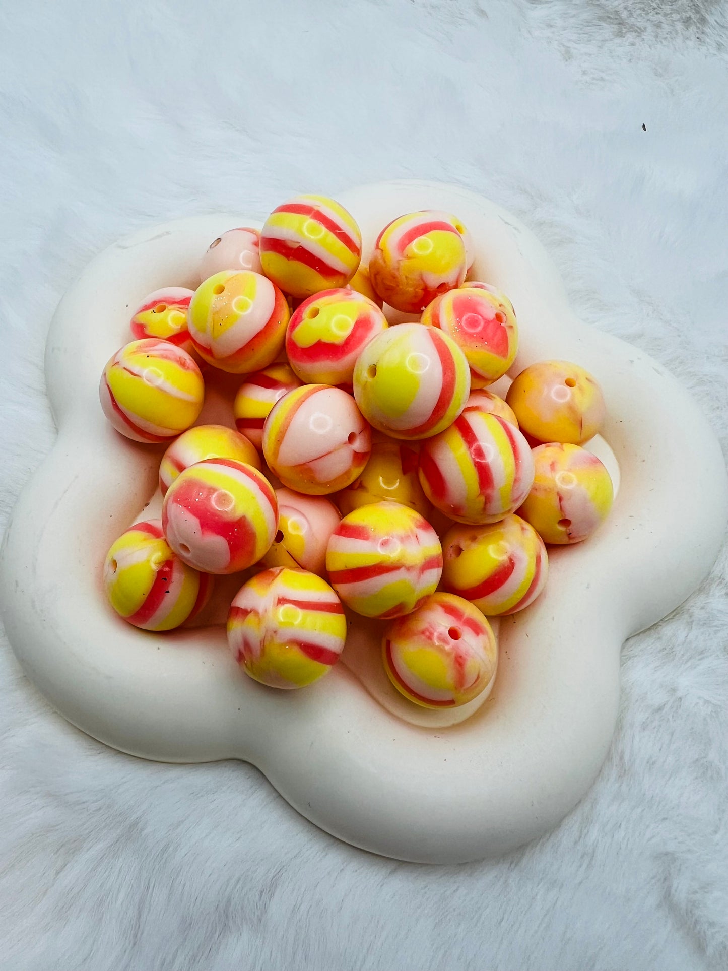 19mm peach ring shiny swirl silicone beads