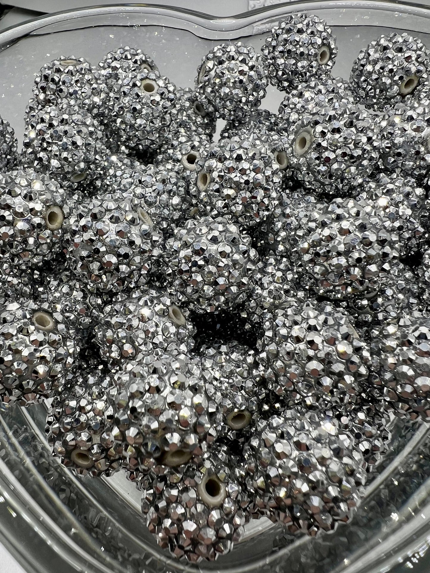 20mm silver AB rhinestone beads