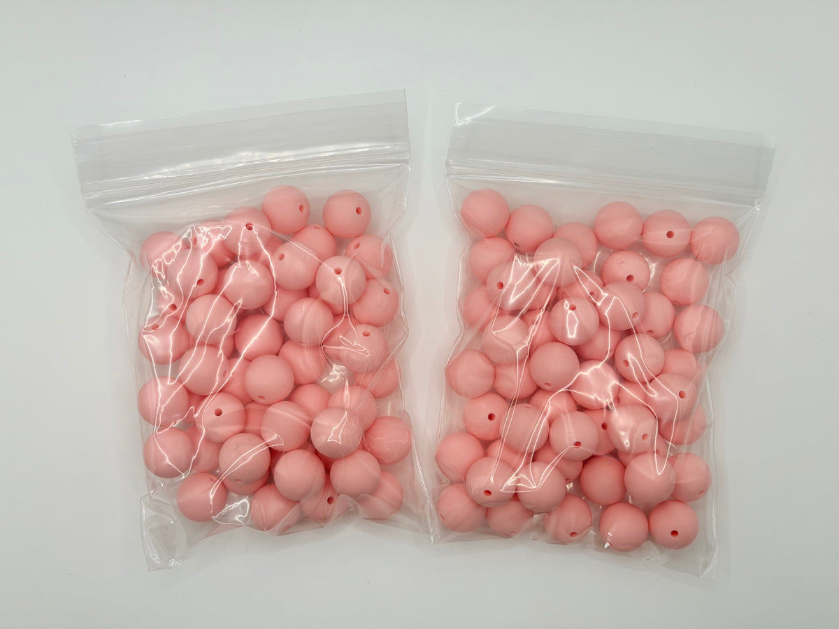 Pale pink 50ct 15mm silicone beads