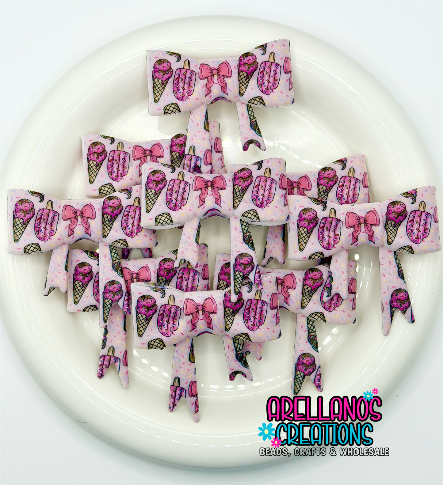 #269 icecream & bows large bow focal