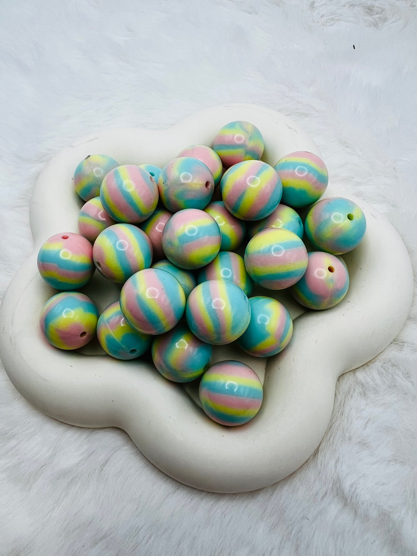 19mm cotton candy shiny swirl silicone beads