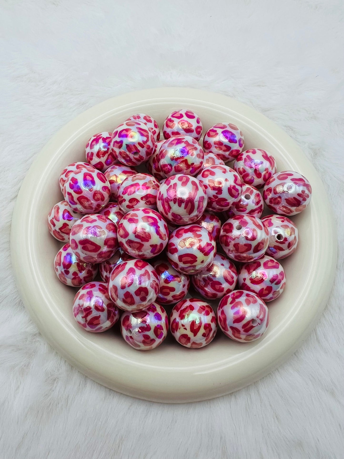 20mm pink cheetah AB bubblegum beads
